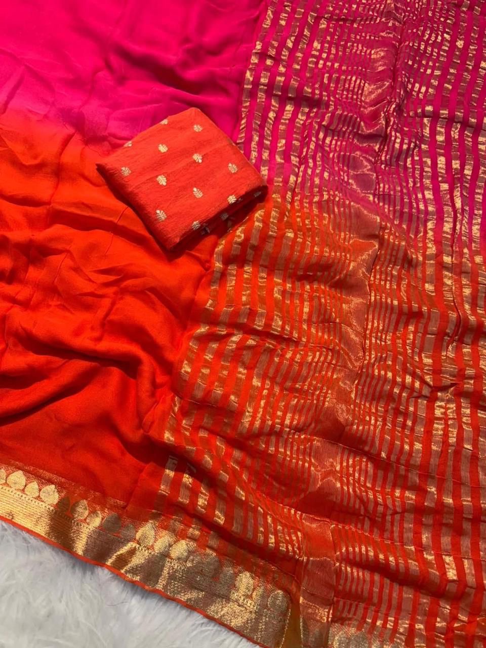 Viscose Georget dual shade saree-SR1222E