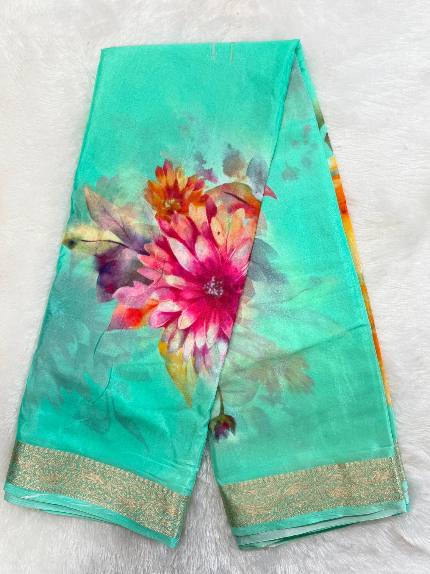 Soft chinnon digital print saree-SR1226C