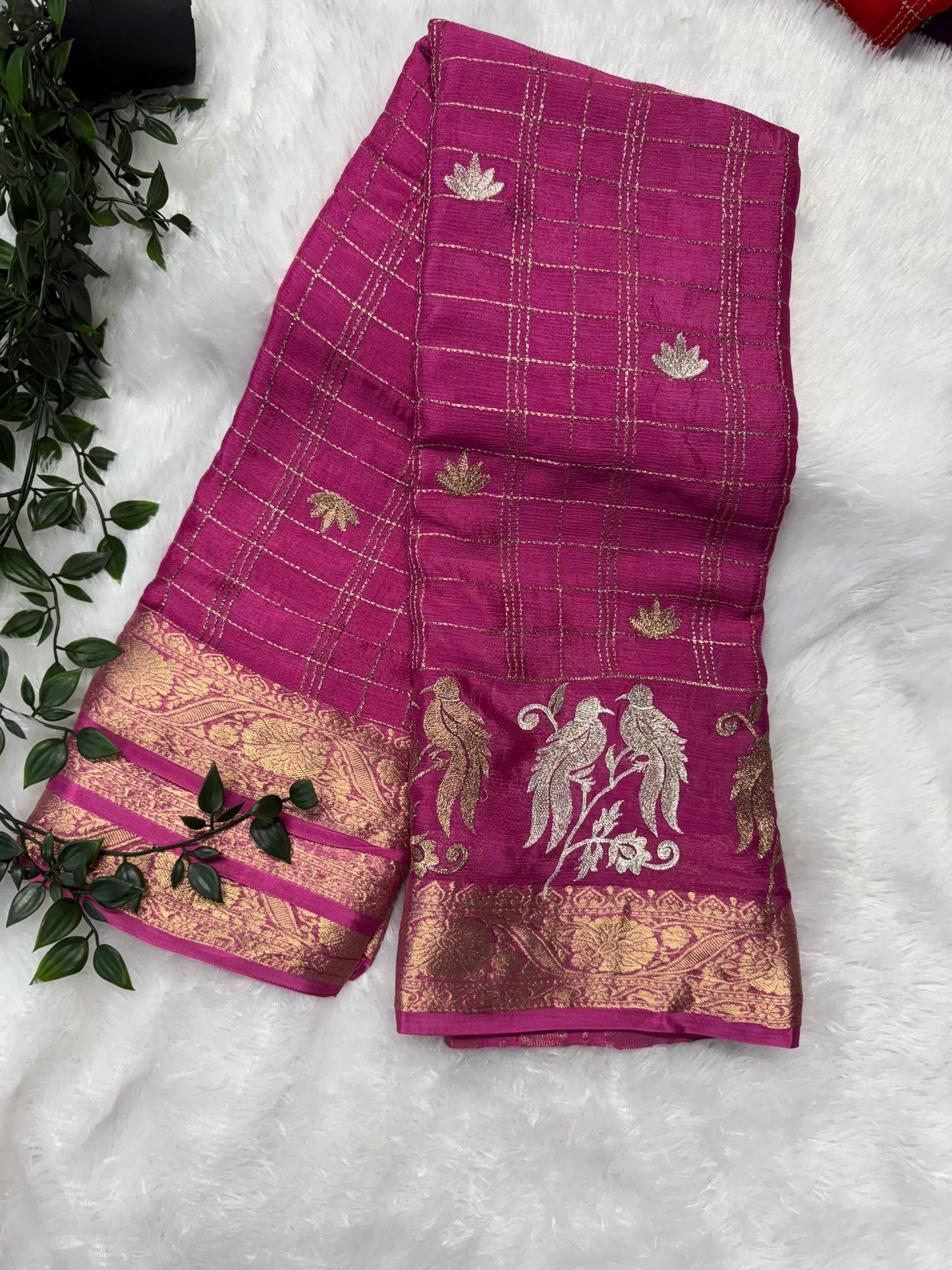 Pure Chinnon zari checks saree-SR1105I