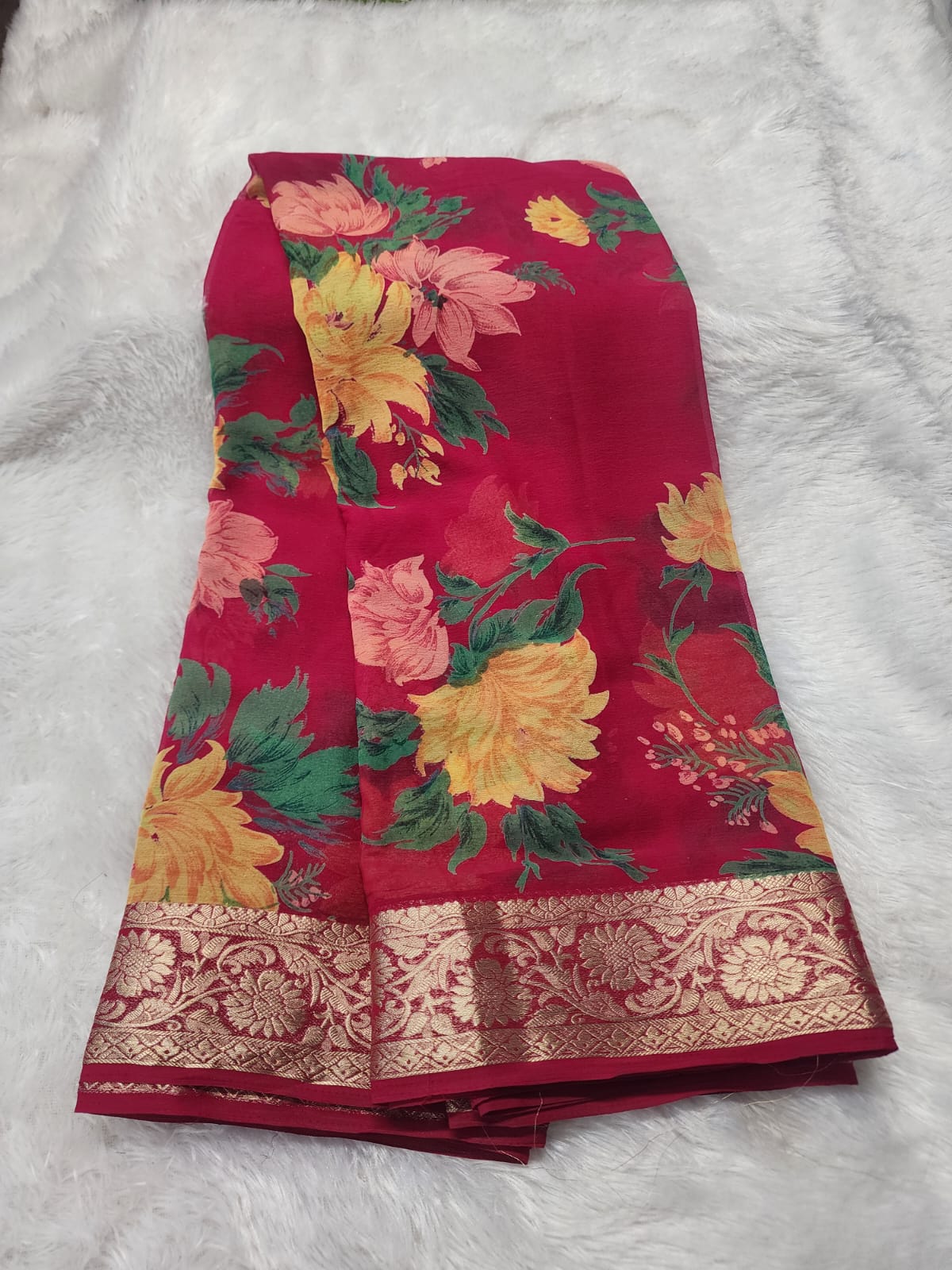 Soft chinnon digital print saree-SR1304A
