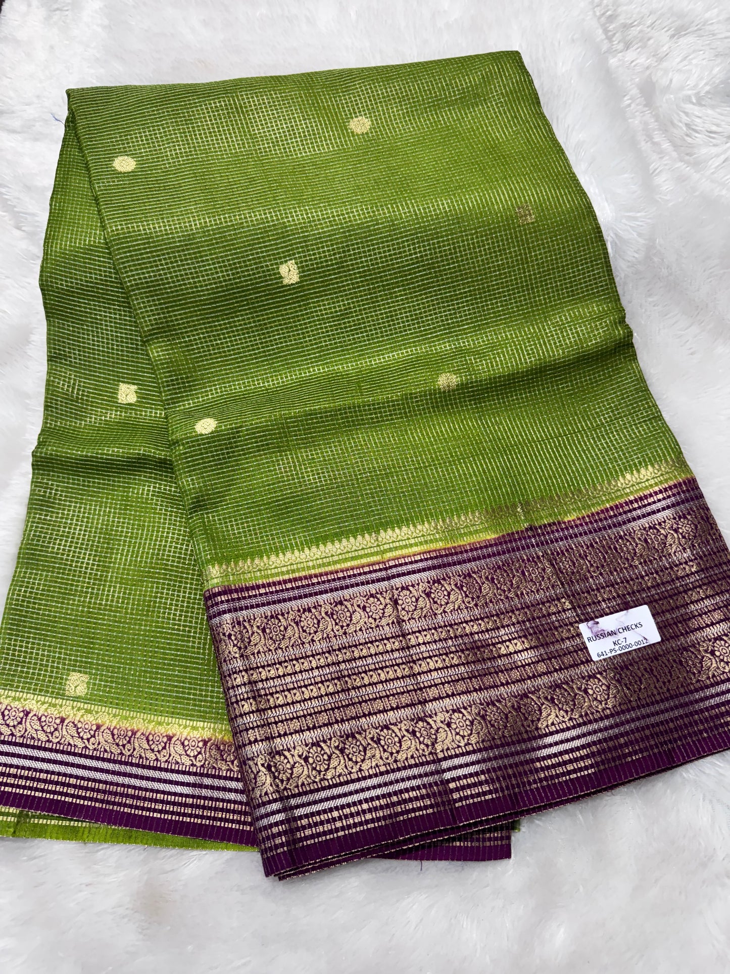 Russian checks vintage saree-SR1265K