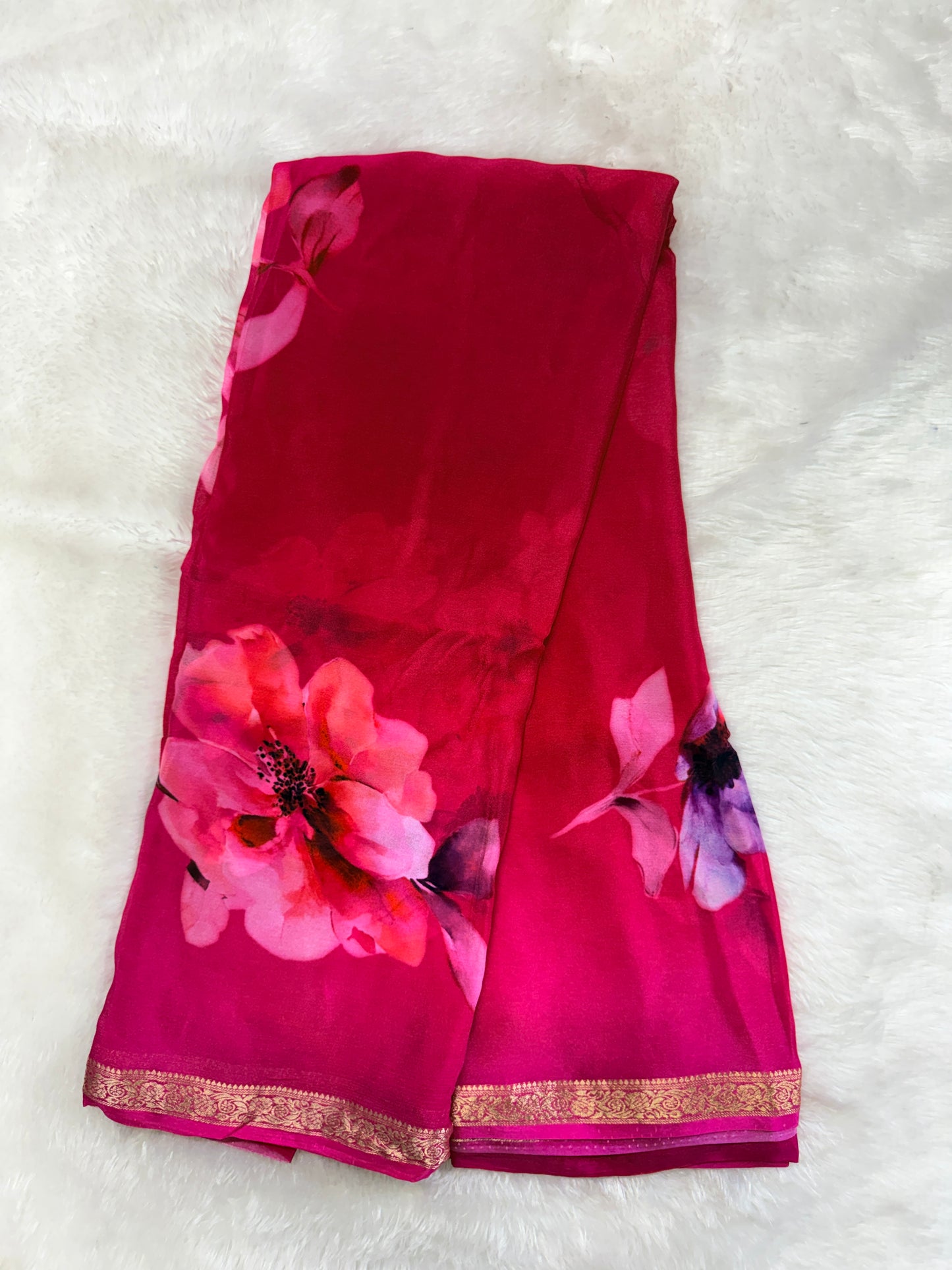 Pure chinnon digital print saree-SR1227I