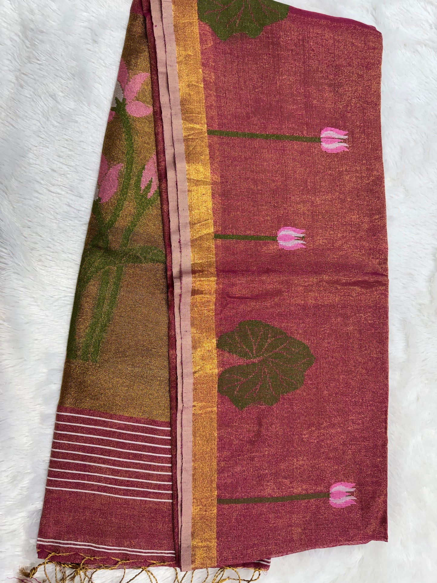Linen tissue Jamdhani saree-SR1204E