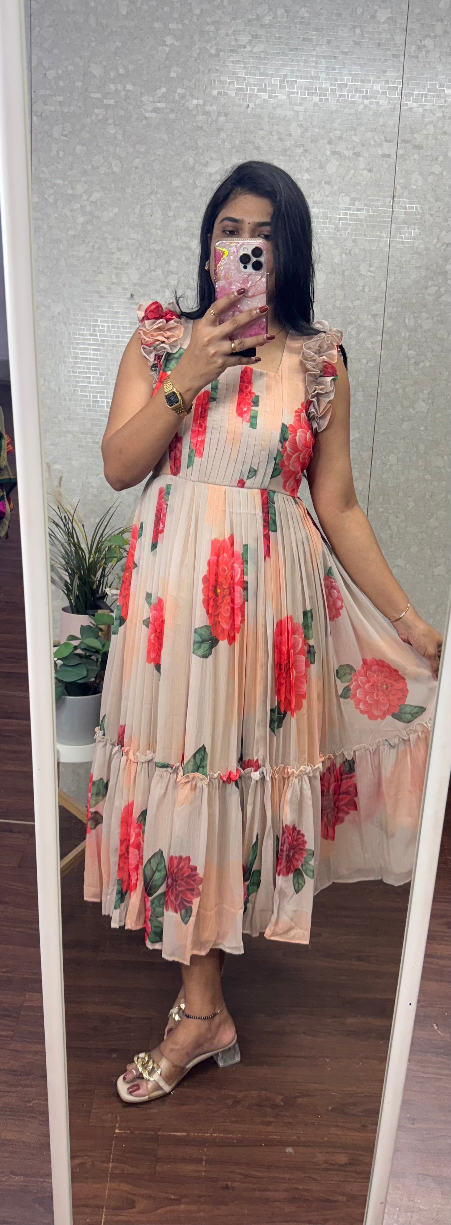 Chiffon floral frock -SRF1041