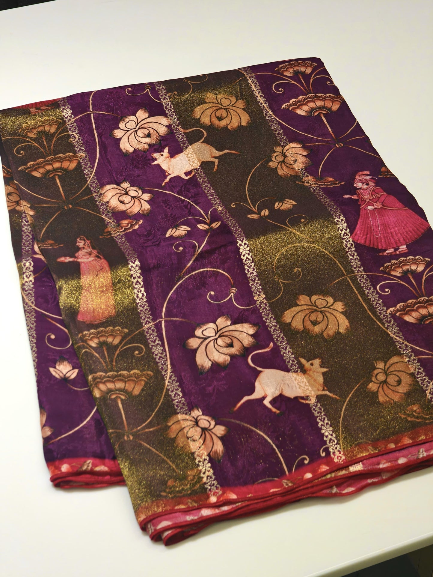 Tissue silk Kalamkari saree-SR1037
