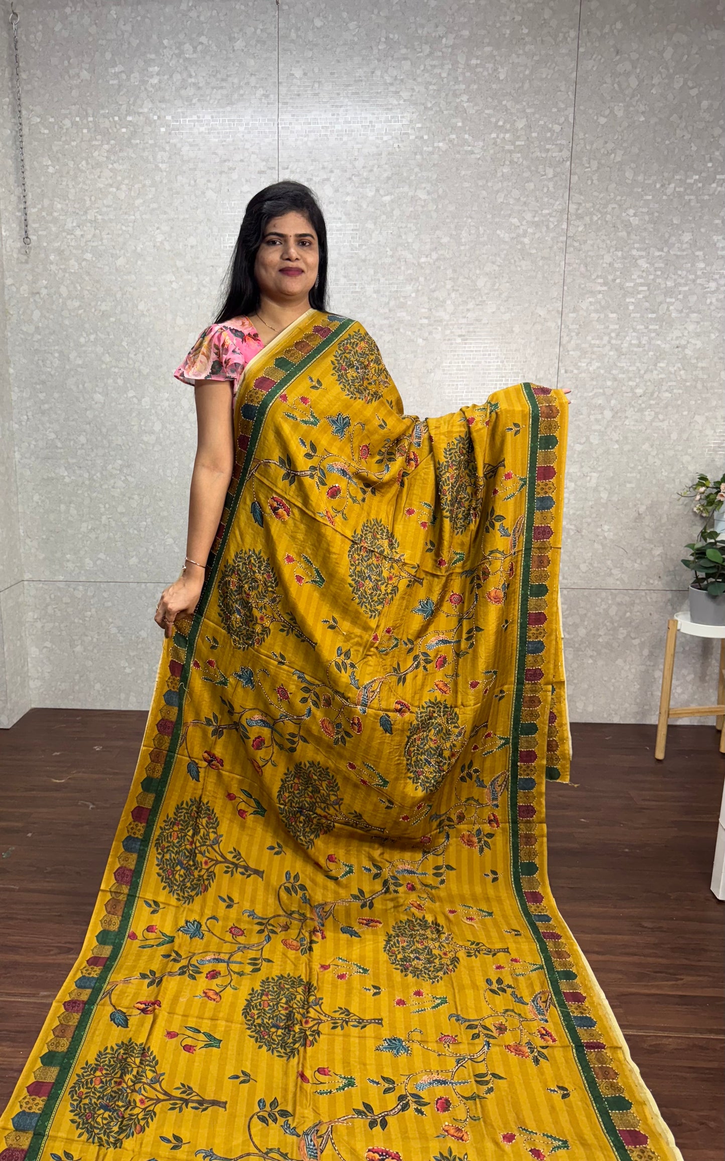 Dola silk Kantha work saree-SR1106B
