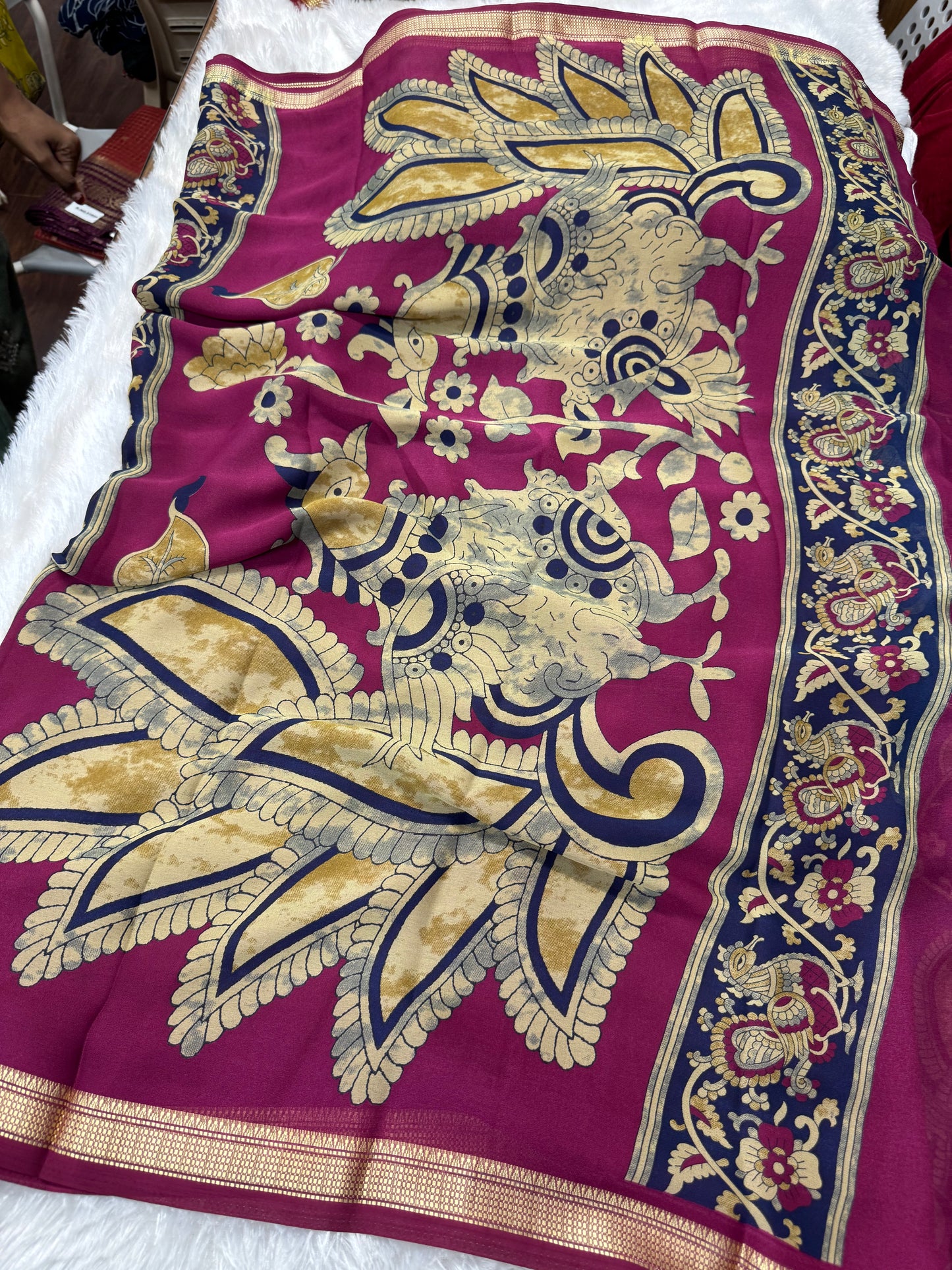 Mysore Georget Kalamkari saree-SR1208D