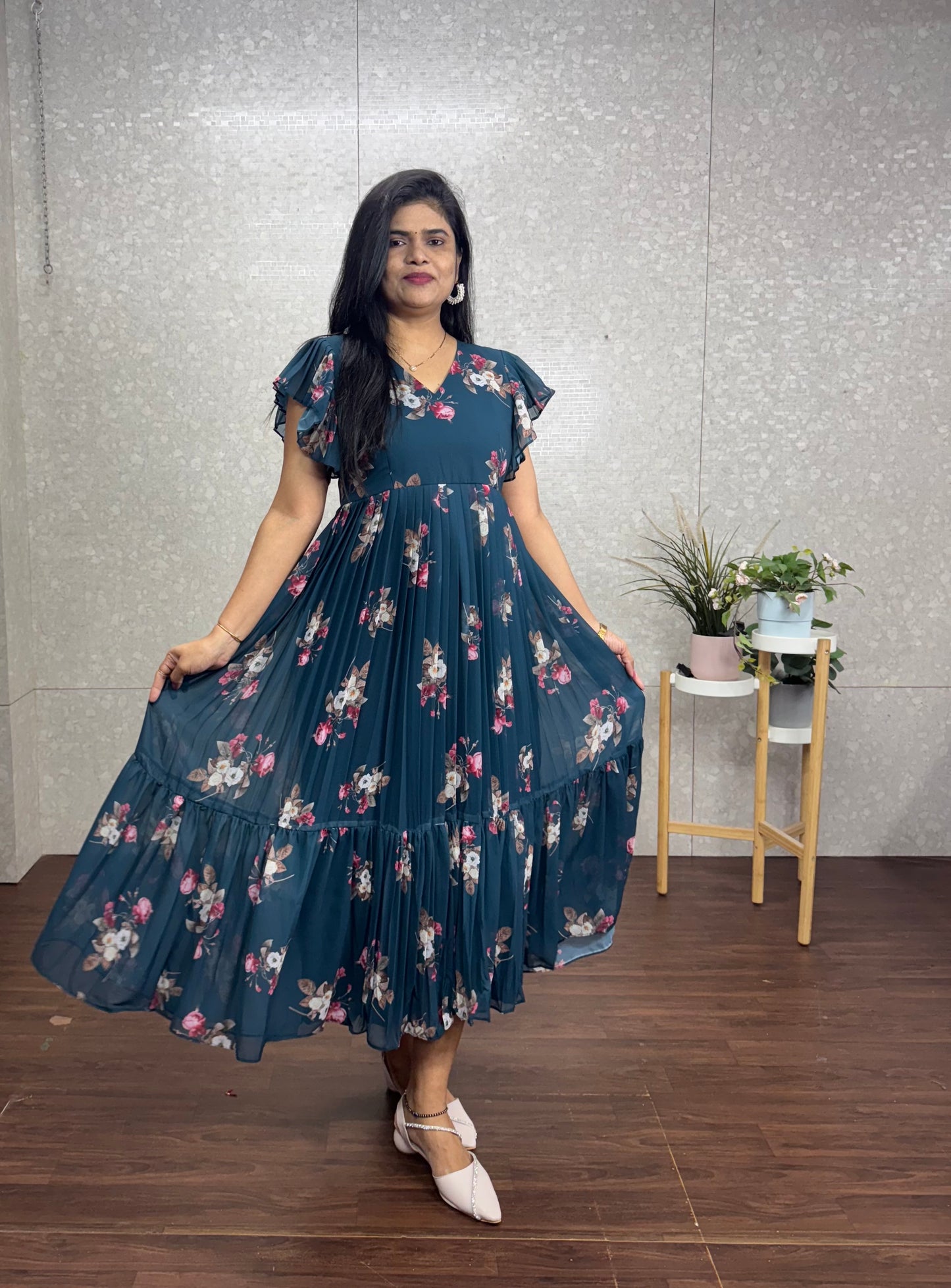 Printed Georget frock-SRF1046C