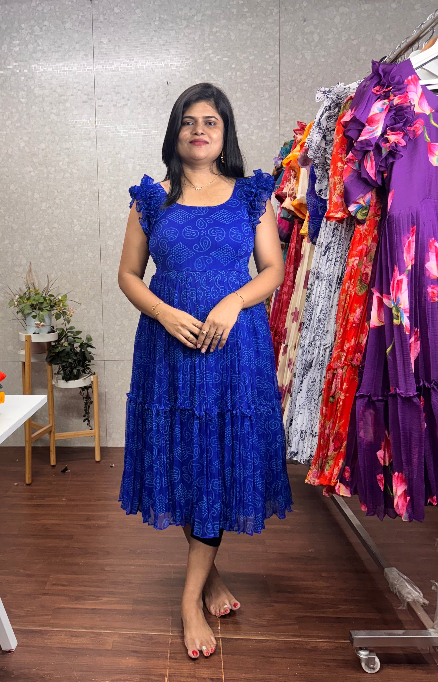Chiffon Bandhini frock-SRF1070A