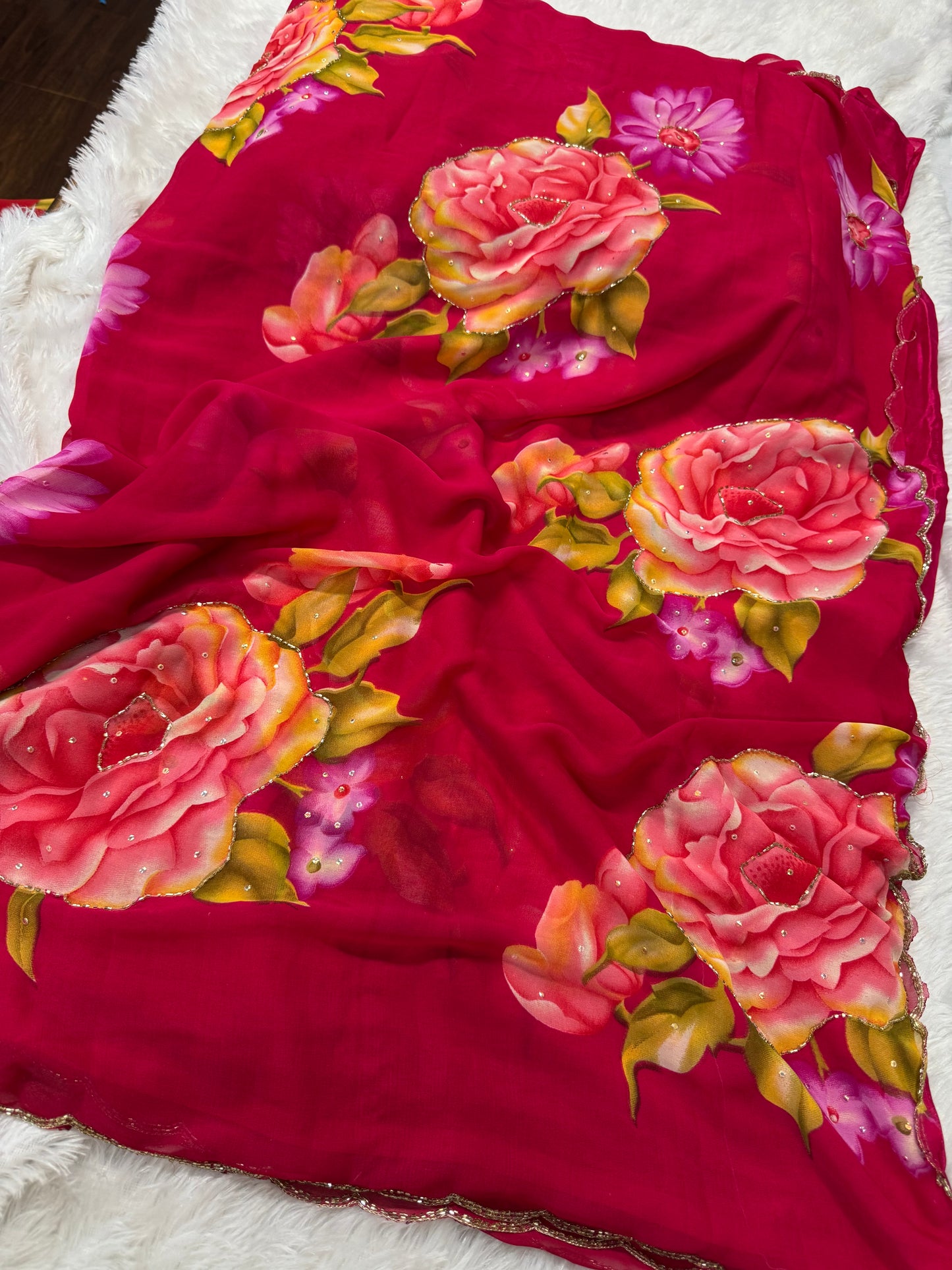Georget floral cocktail saree-SR1219A