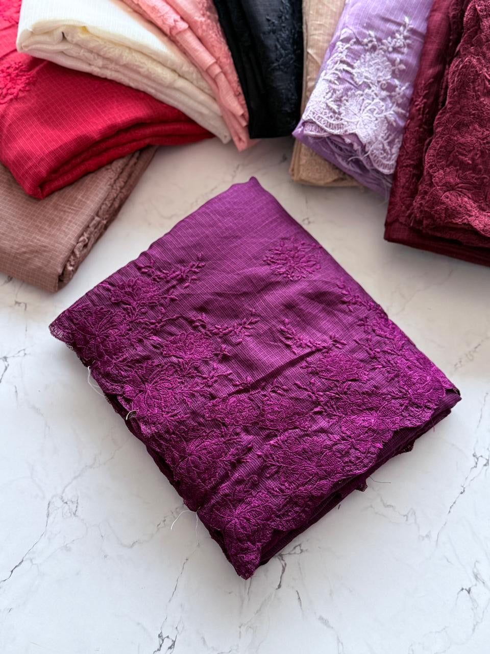 Kota doria embroidered saree-SR1239T