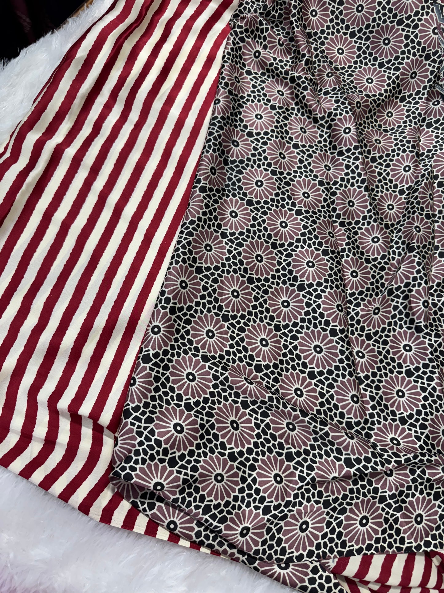 Ajrakh stripes saree-SR1069A
