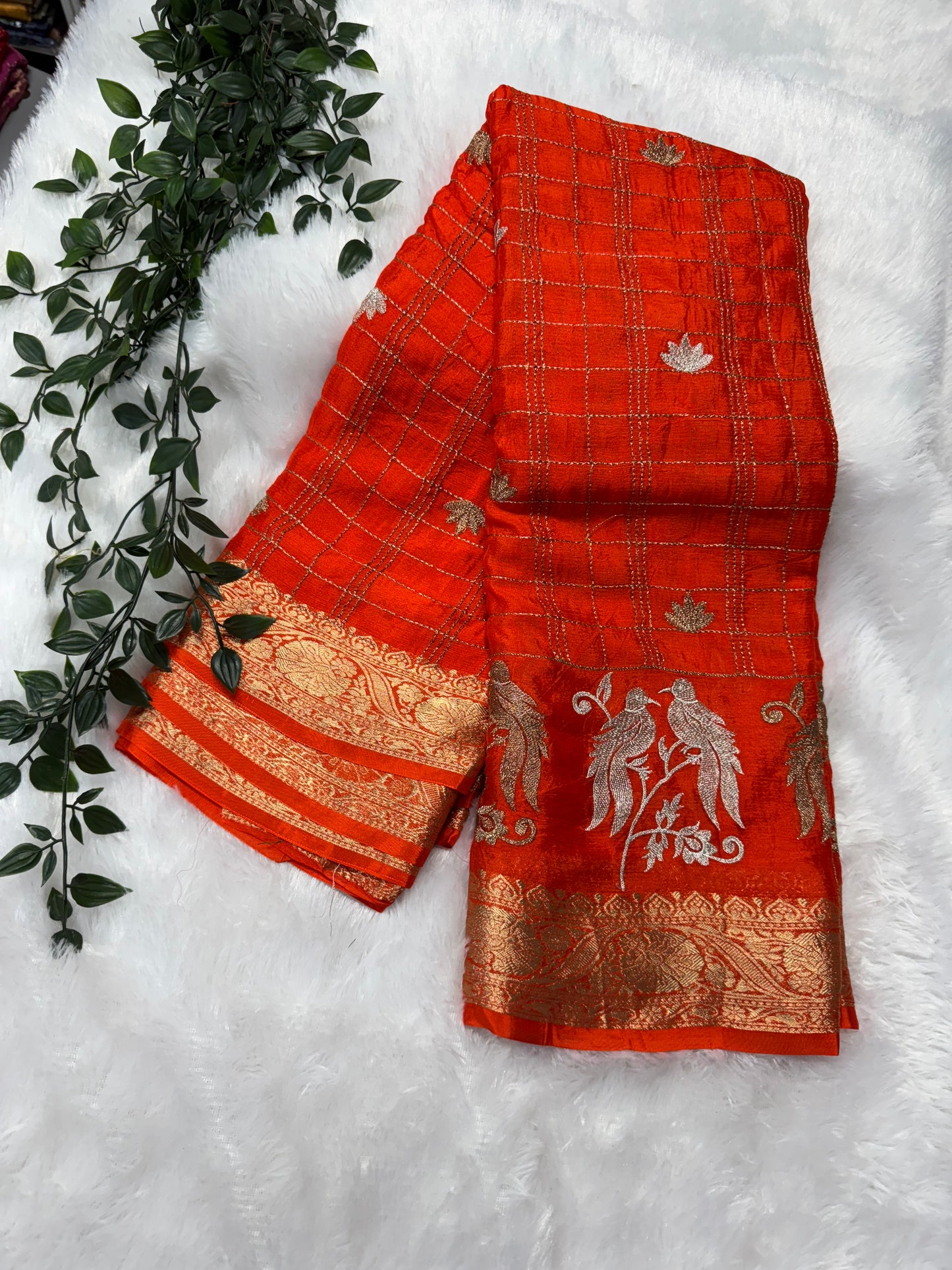 Pure Chinnon zari checks -SR1105E