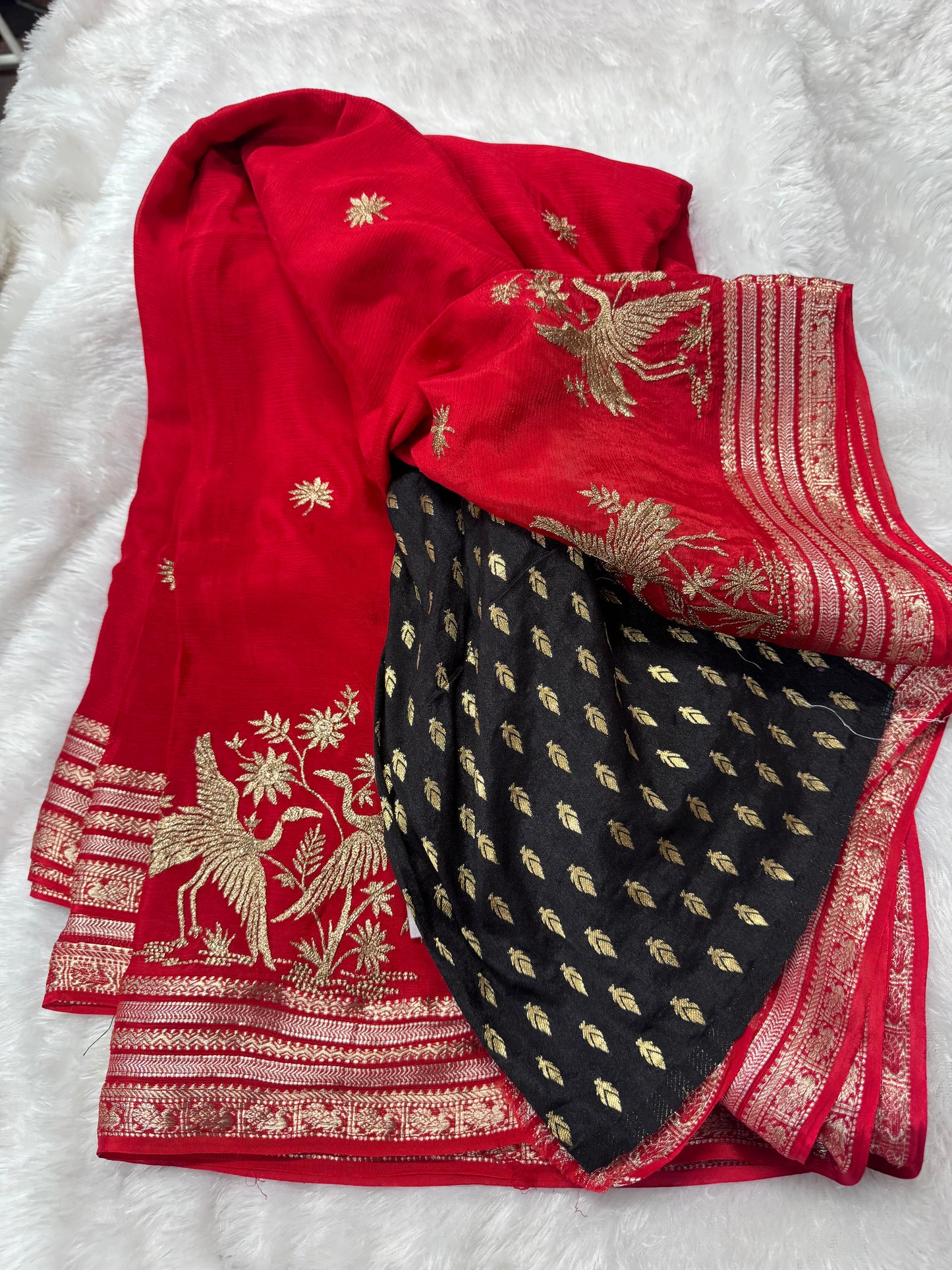 Pure chinnon fancy saree-SR1268F