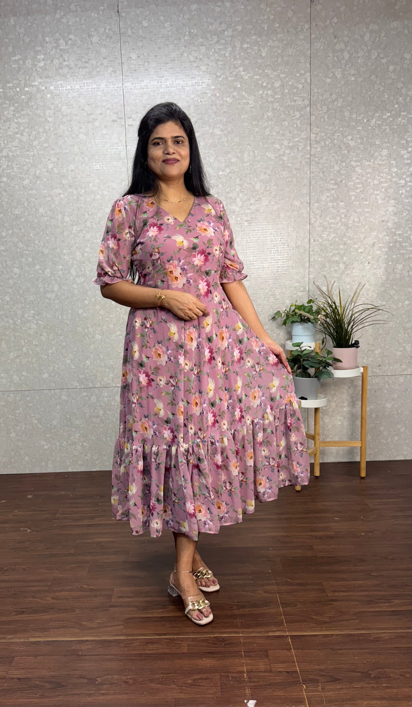 Floral georget frock-SRF1027A