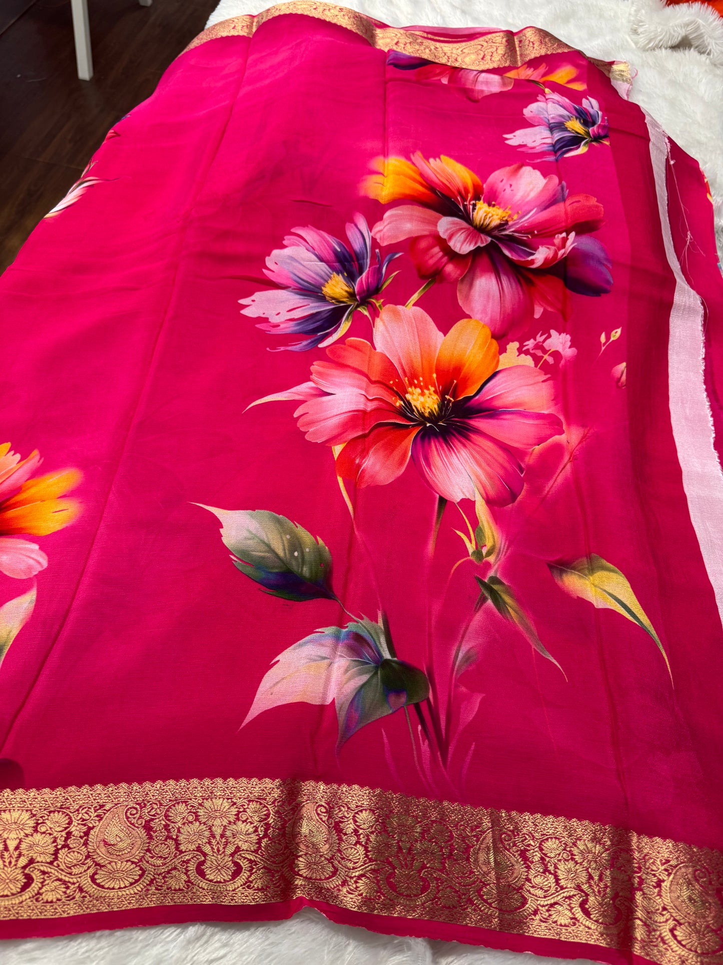 Pure chinnon Digital print saree-SR1251H