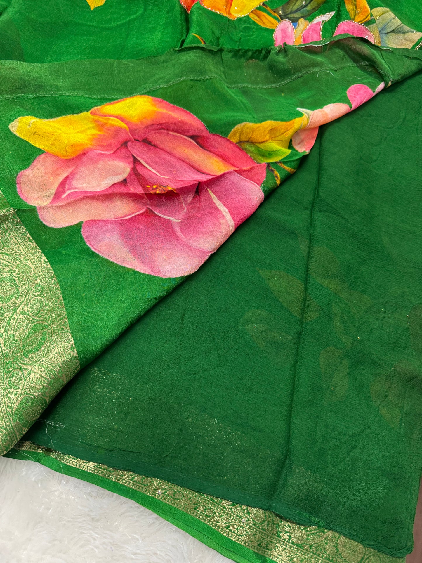 Pure Chinnon digital print embroidery-SR1151A