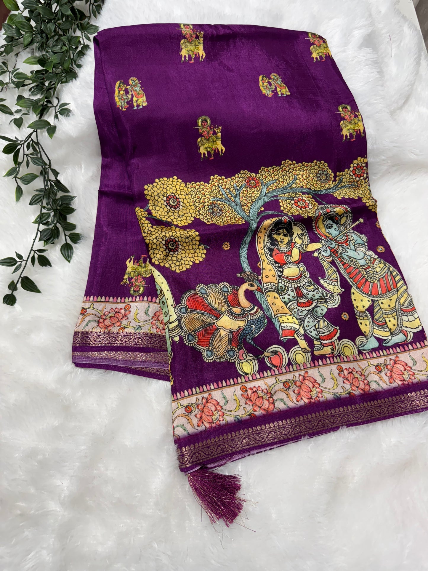 Kanchi crepe Kalamkari saree-SR1031E