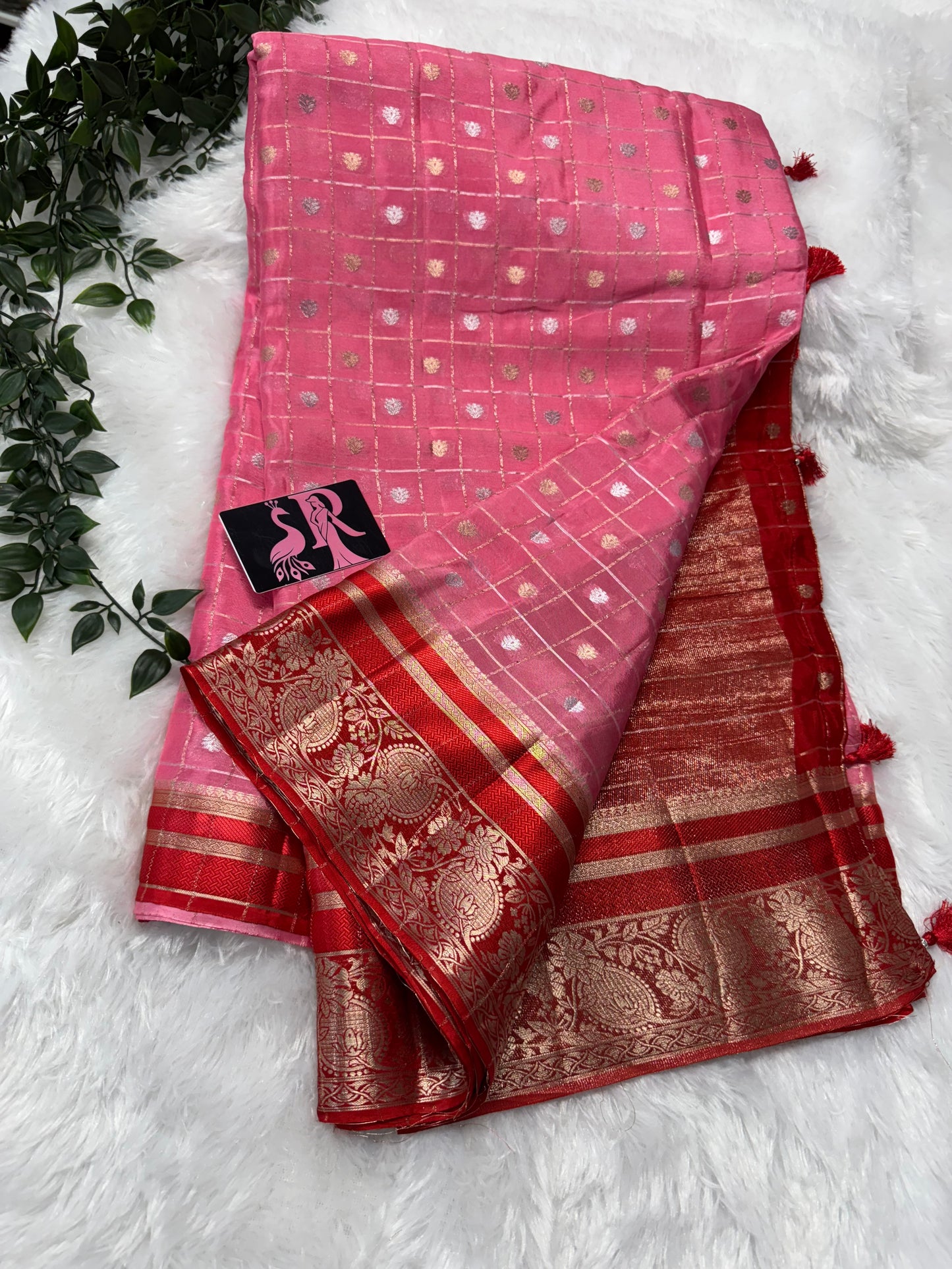 Pure Chinnon zari checks-SR1041C