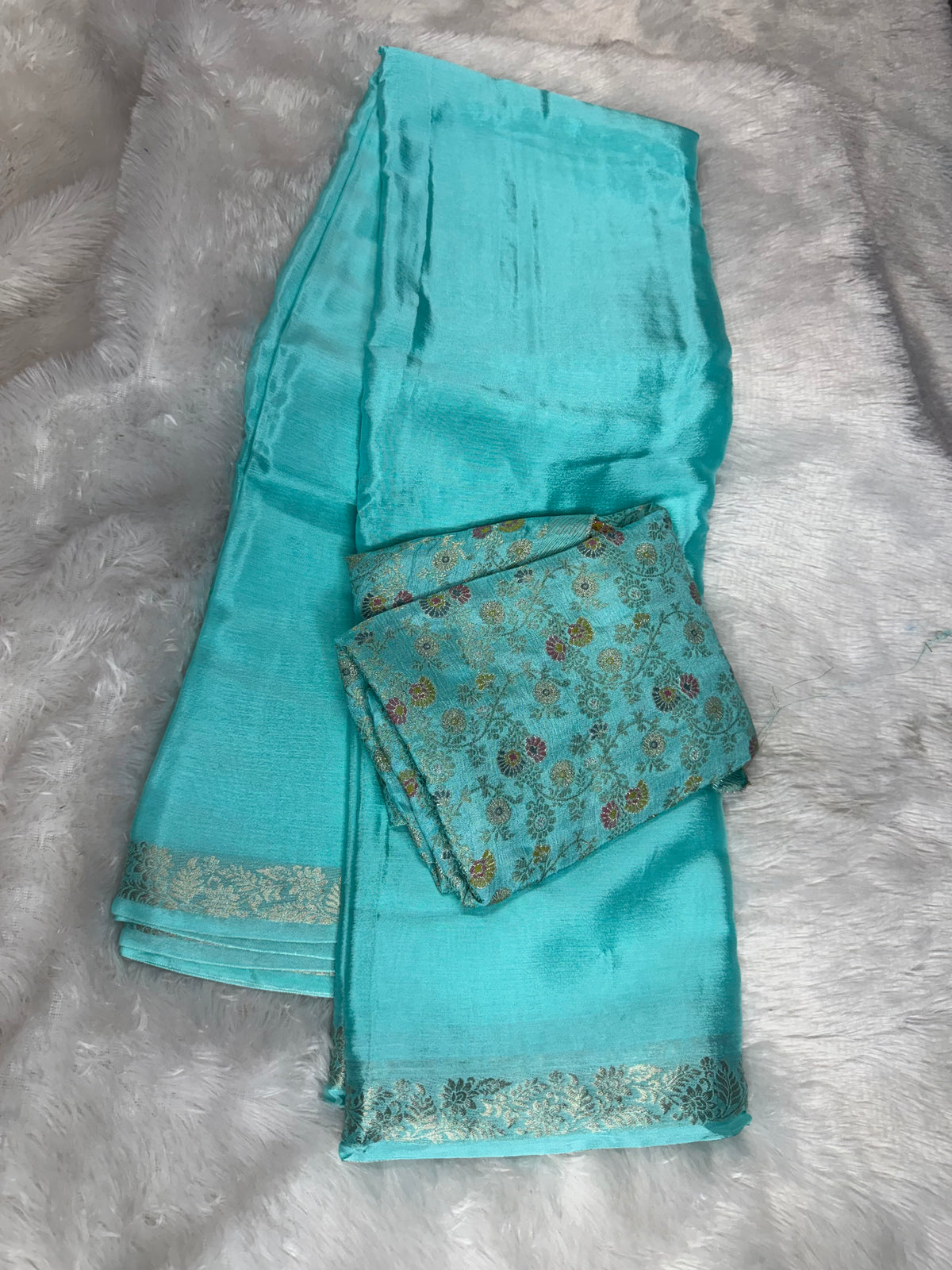 Pure chinnon saree Meena blouse-SR1306F