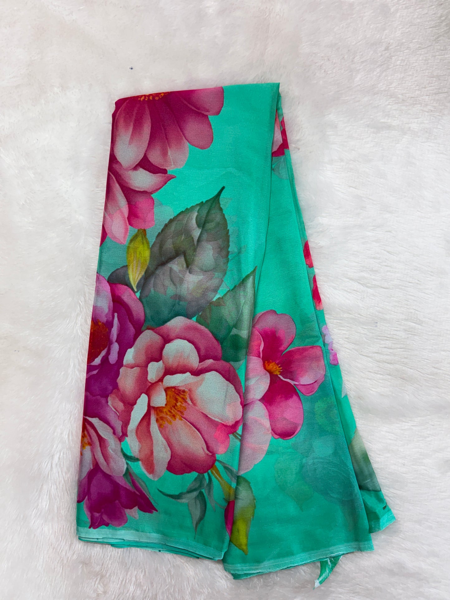 Soft chinnon digital print saree-SR1225U