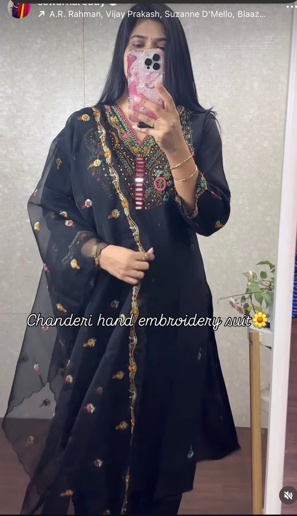 Chanderi thread work suit-SRL004