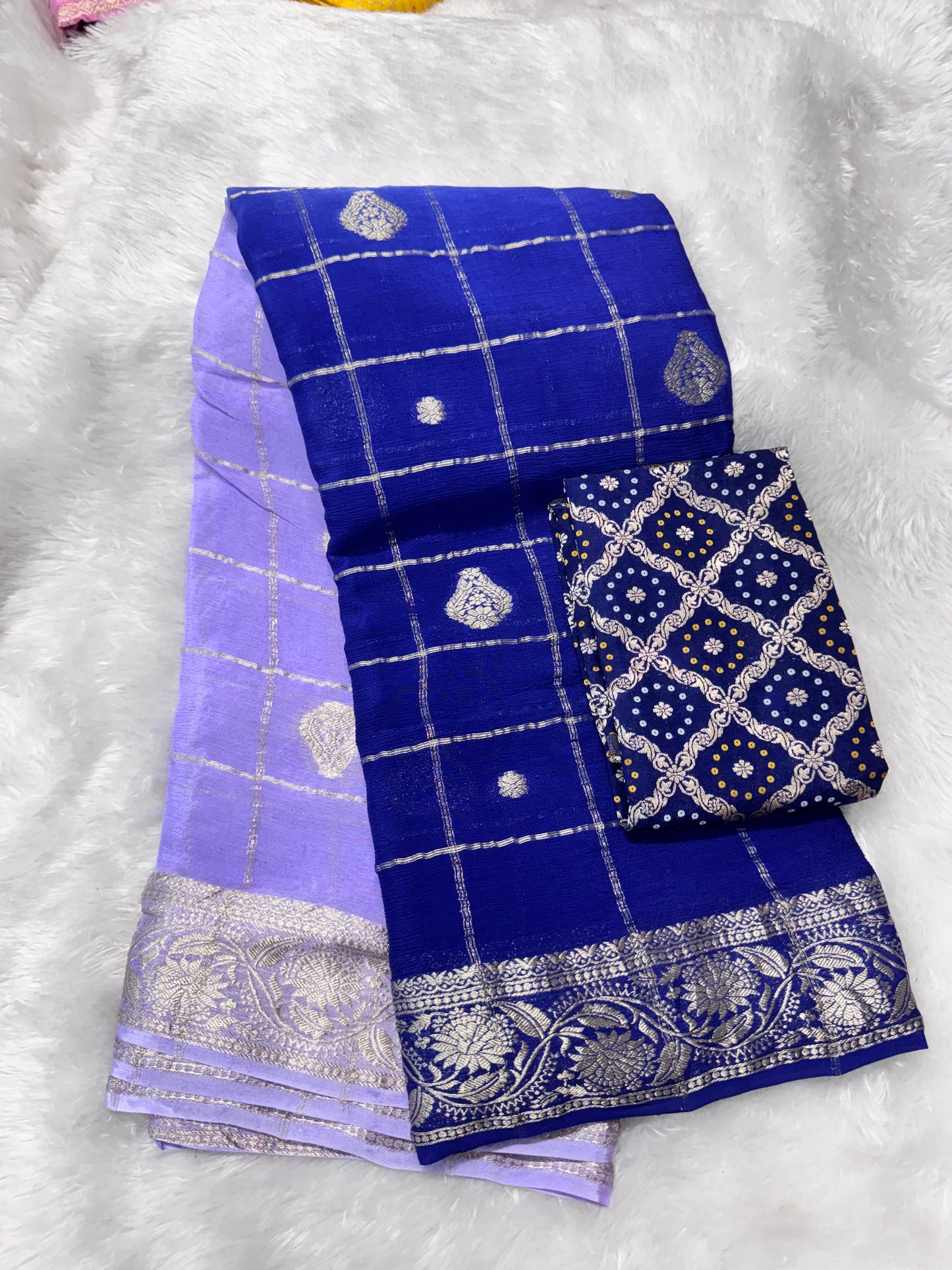 Pure chinnon checks saree-SR1263C