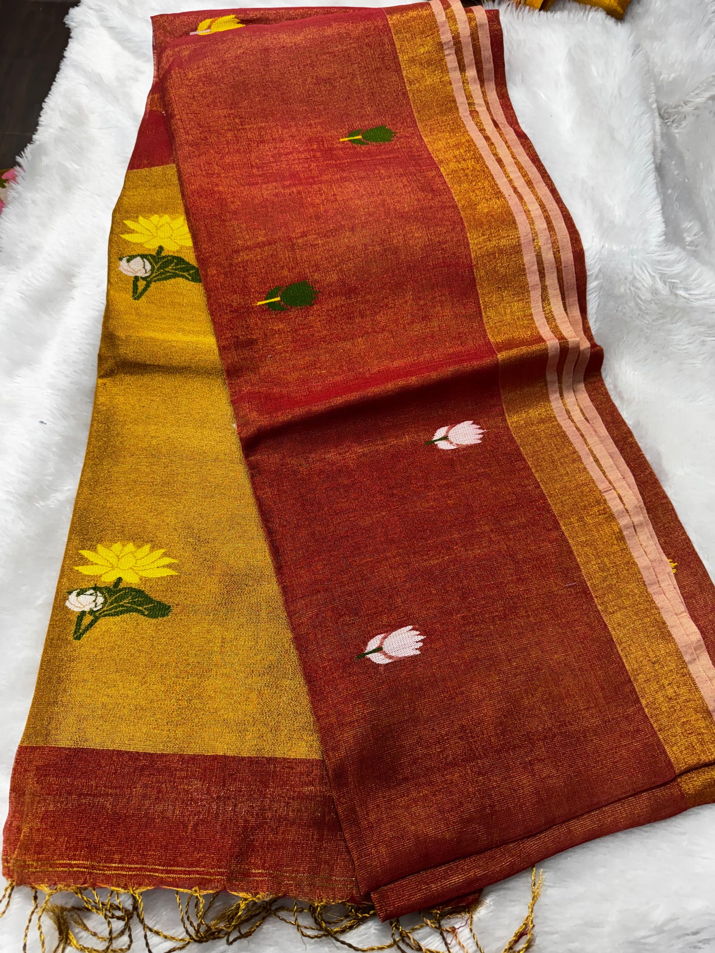 Linen tissue Jamdhani saree-SR1224L