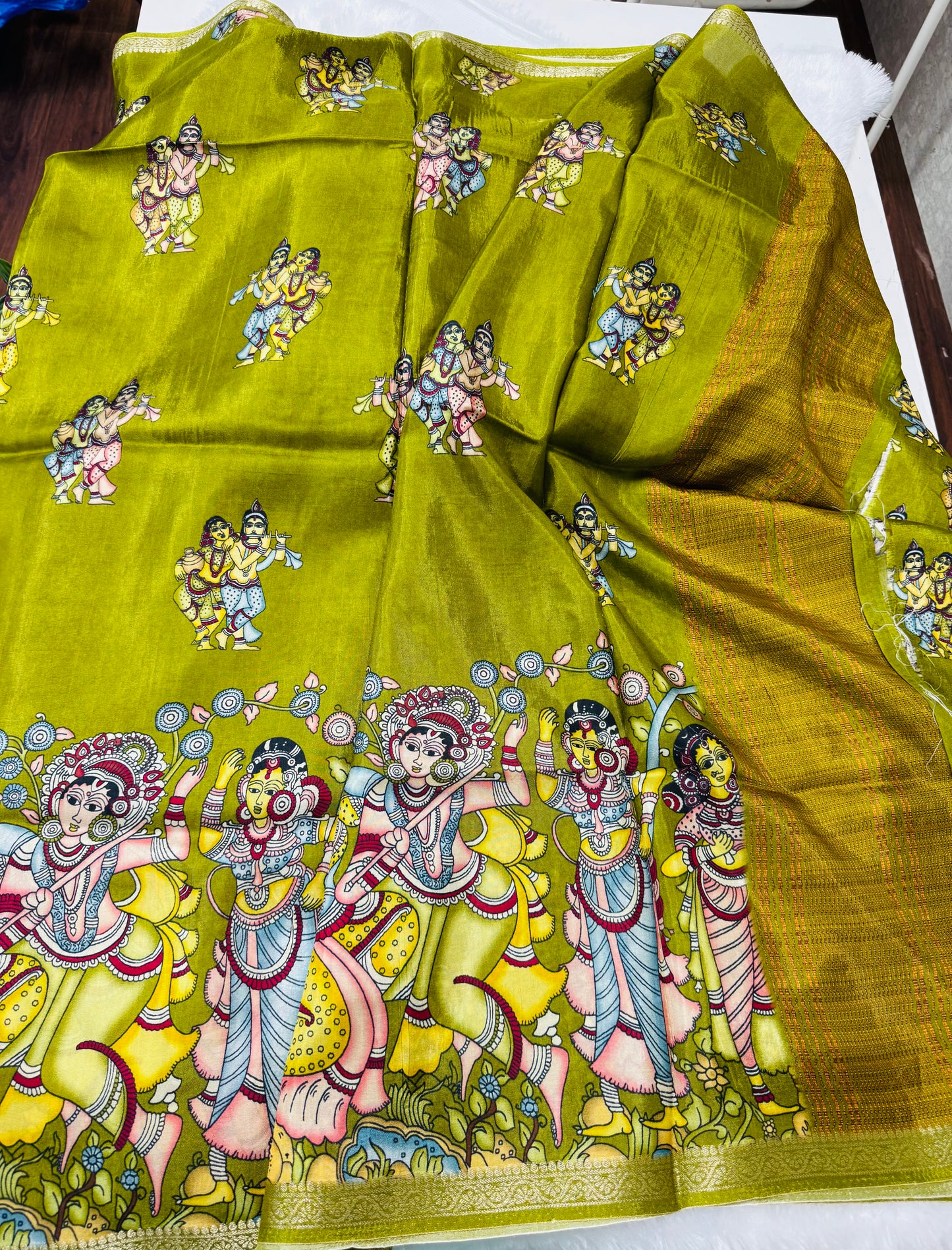 Kanchi crepe Kalamkari saree-SR1031B