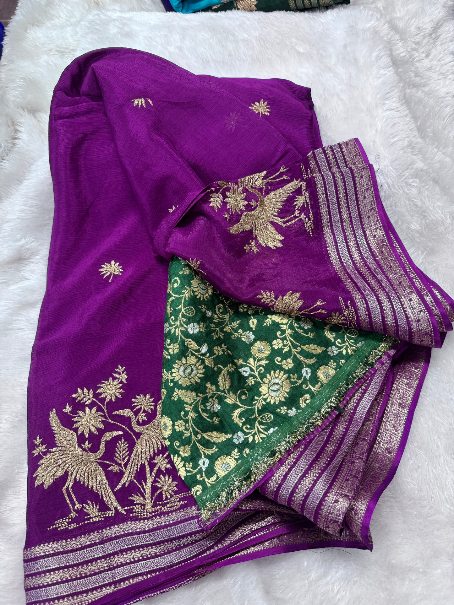 Pure chinnon fancy saree-SR1268D