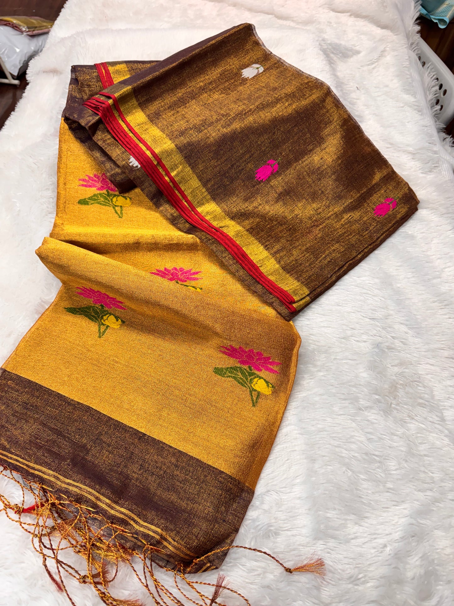Linen tissue Jamdhani saree-SR1271S