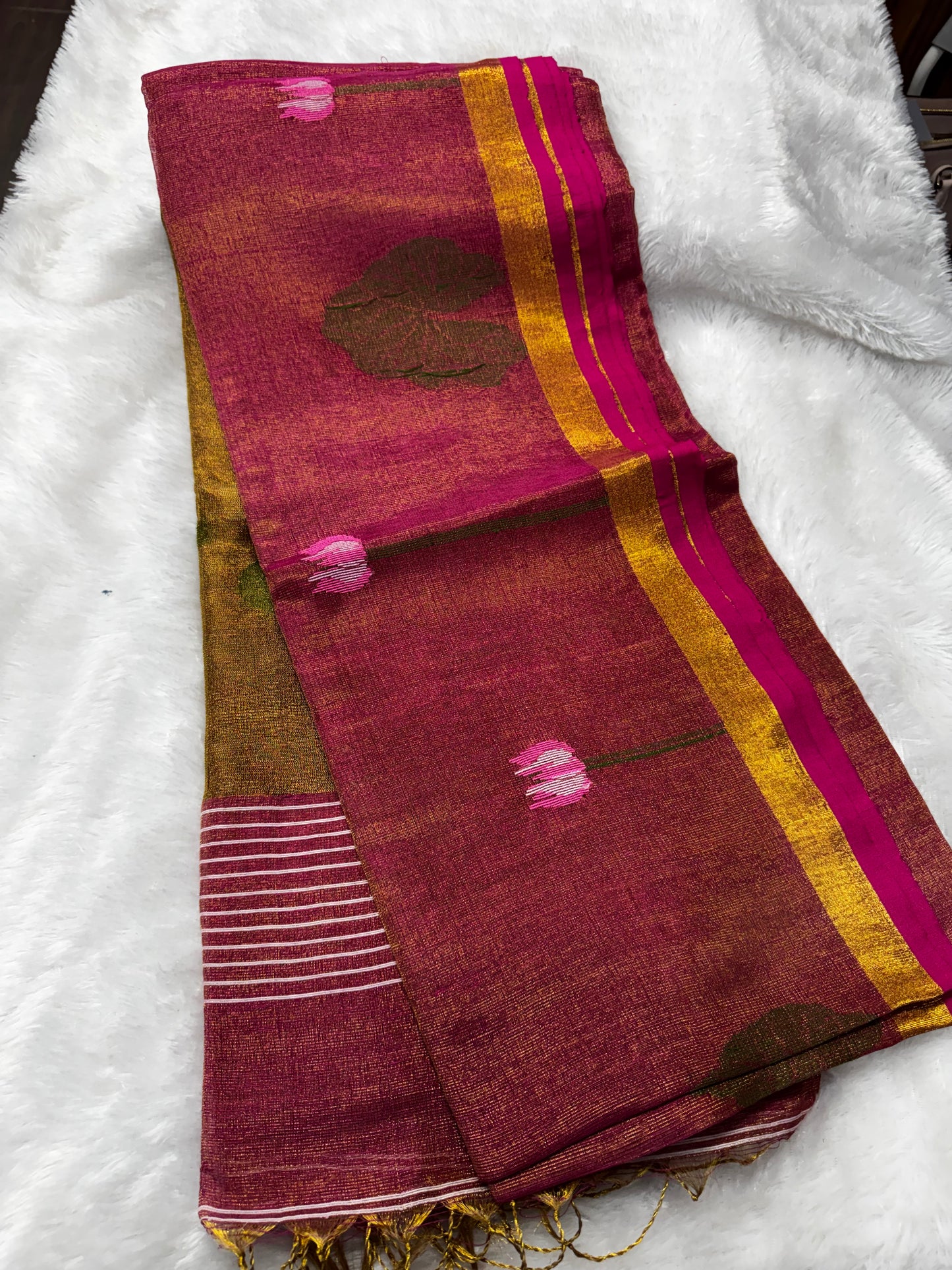 Linen tissue Jamdhani saree-SR1224E