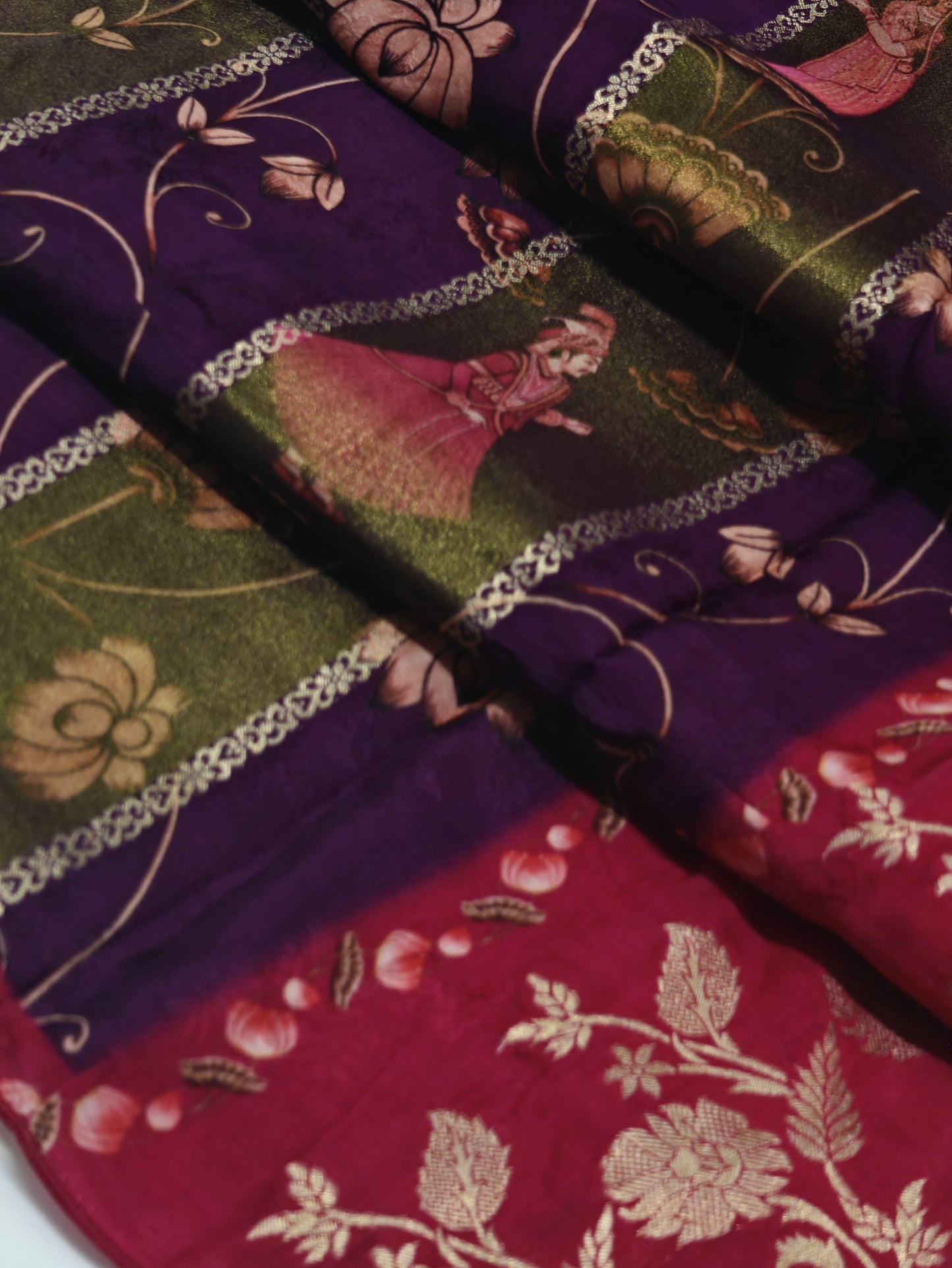 Tissue silk Kalamkari saree-SR1037