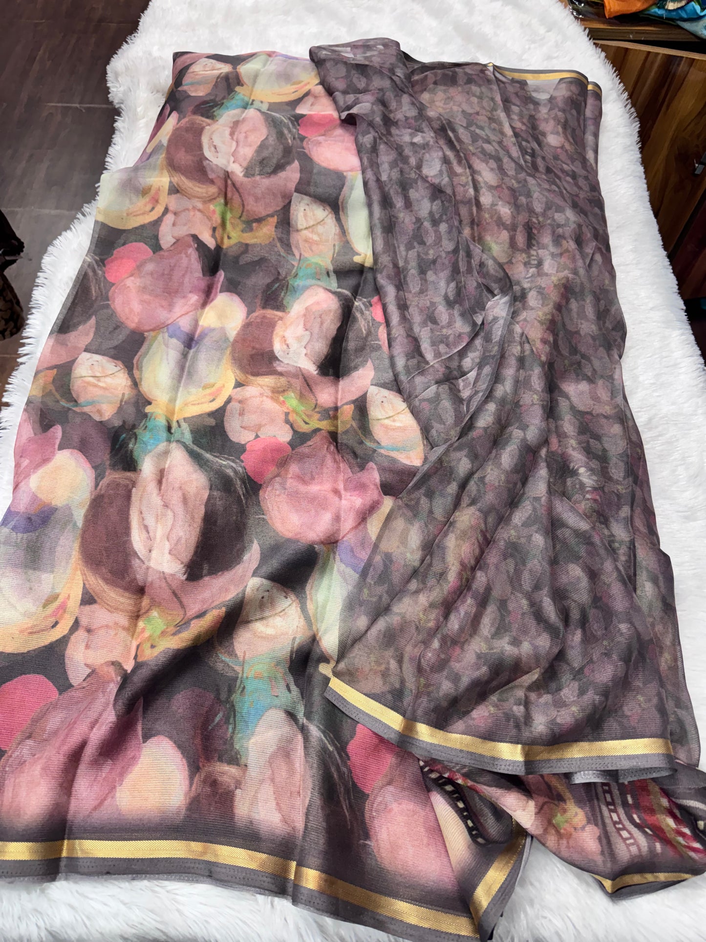 Chiffon printed saree-SR1261D