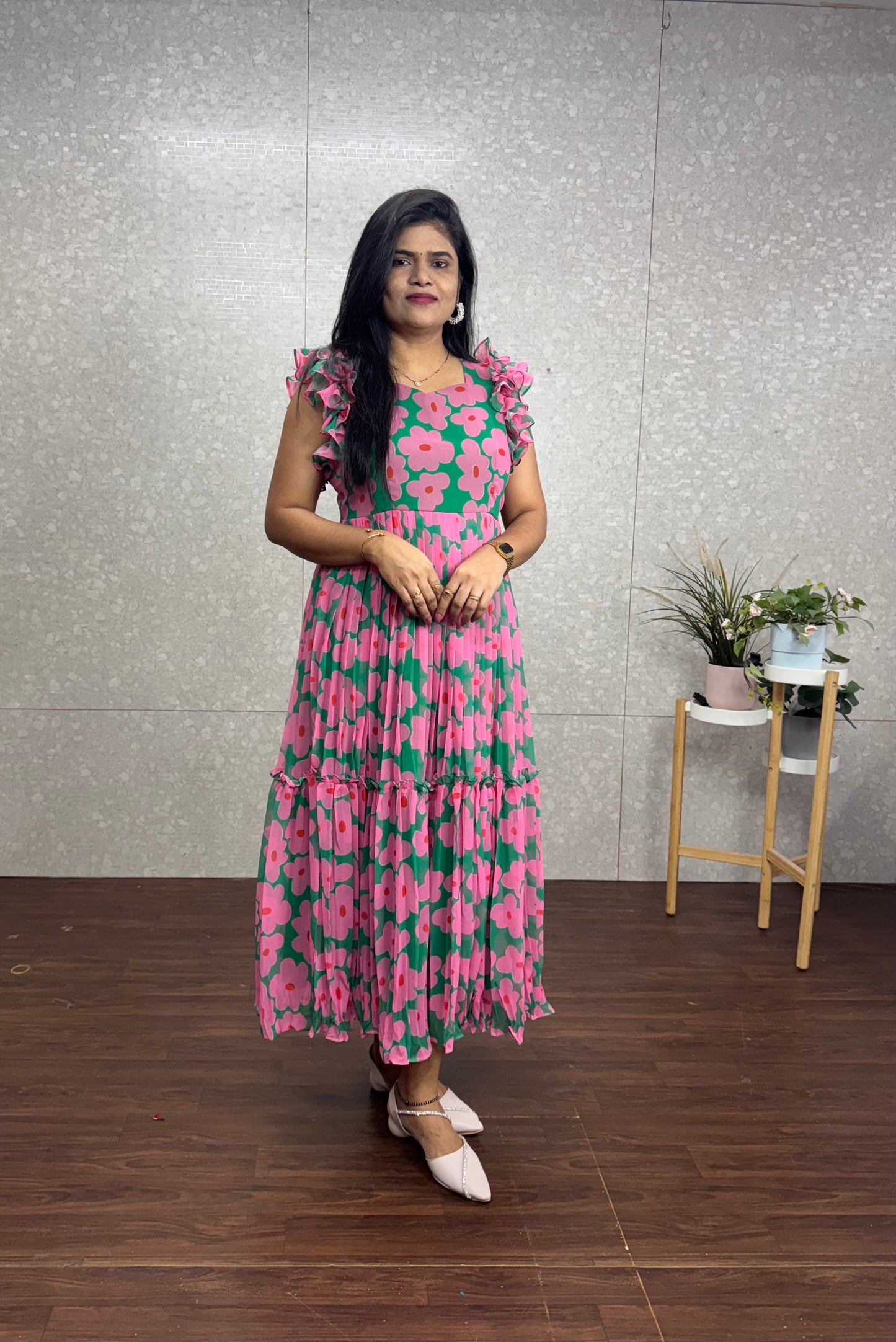 Georget printed frock -SRF1046A