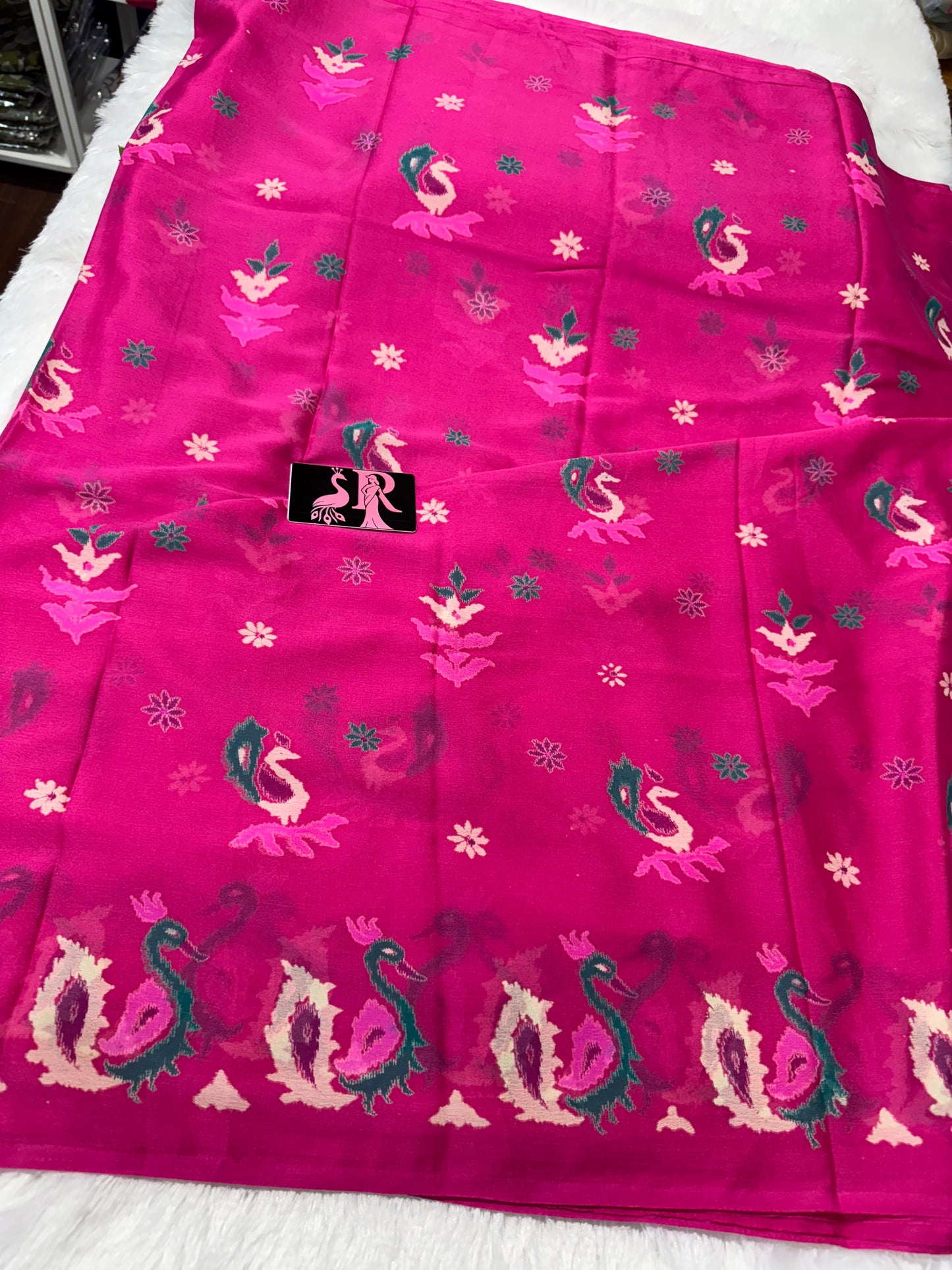 Soft chiffon printed sarees-SR1042