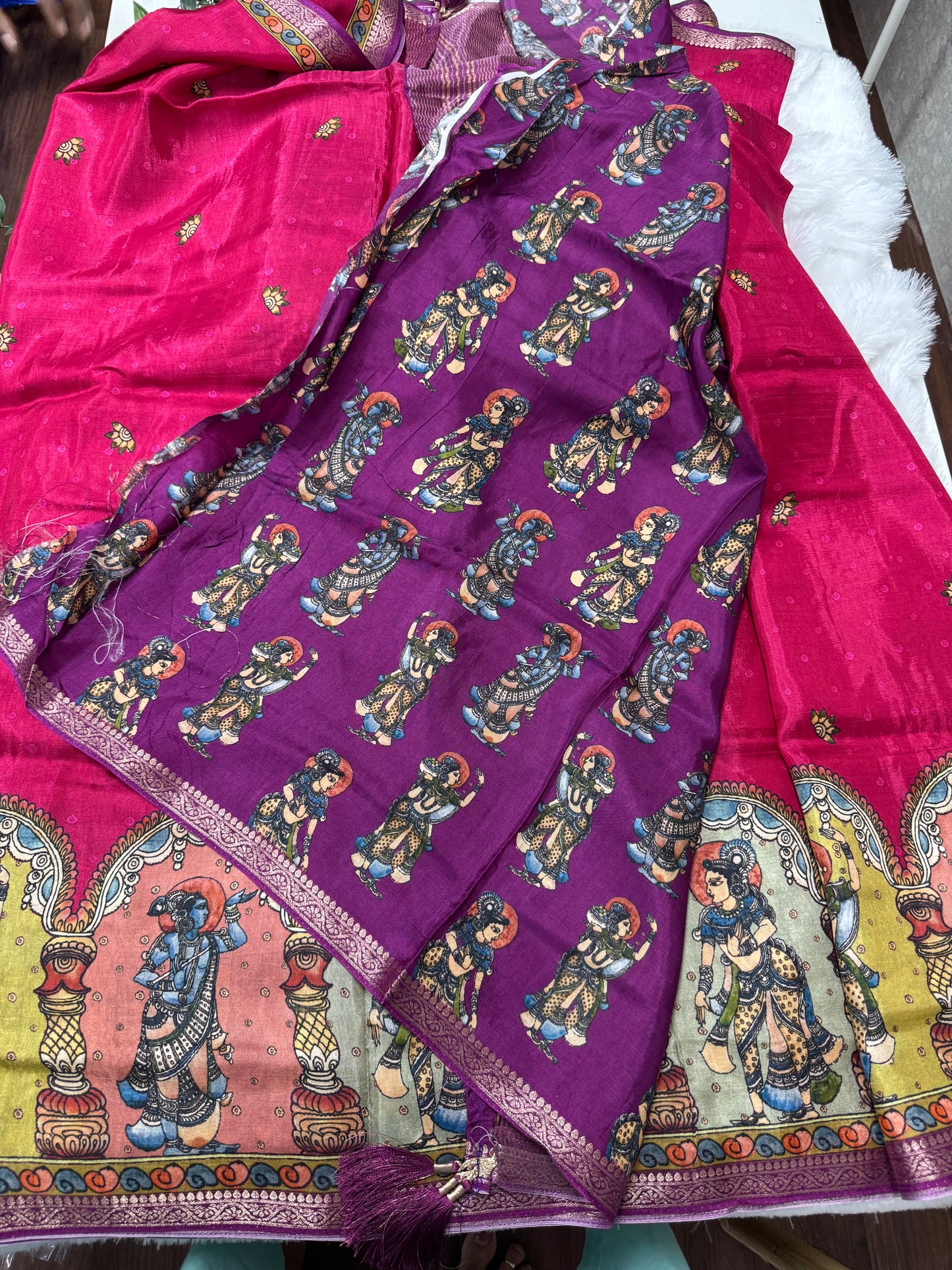 Kanchi crepe Kalamkari saree-SR1031C