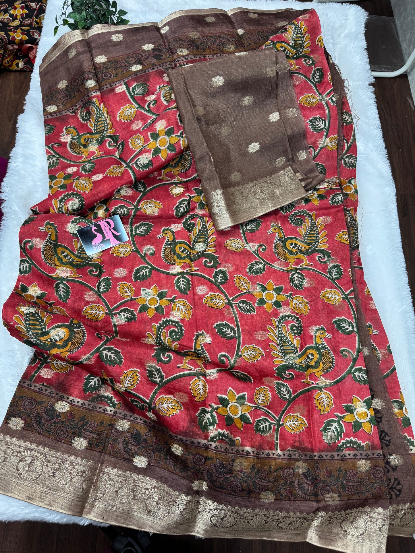 Jute Georget Kalamkari saree-SR1036D