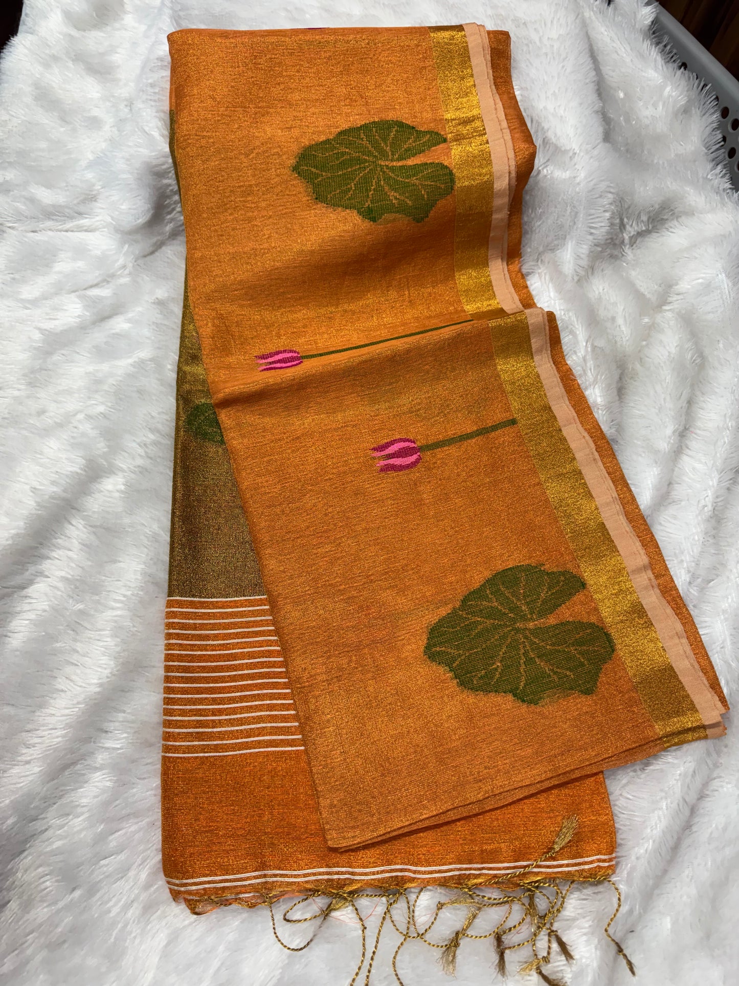 Tissue linen Jamdhani saree-SR1228G