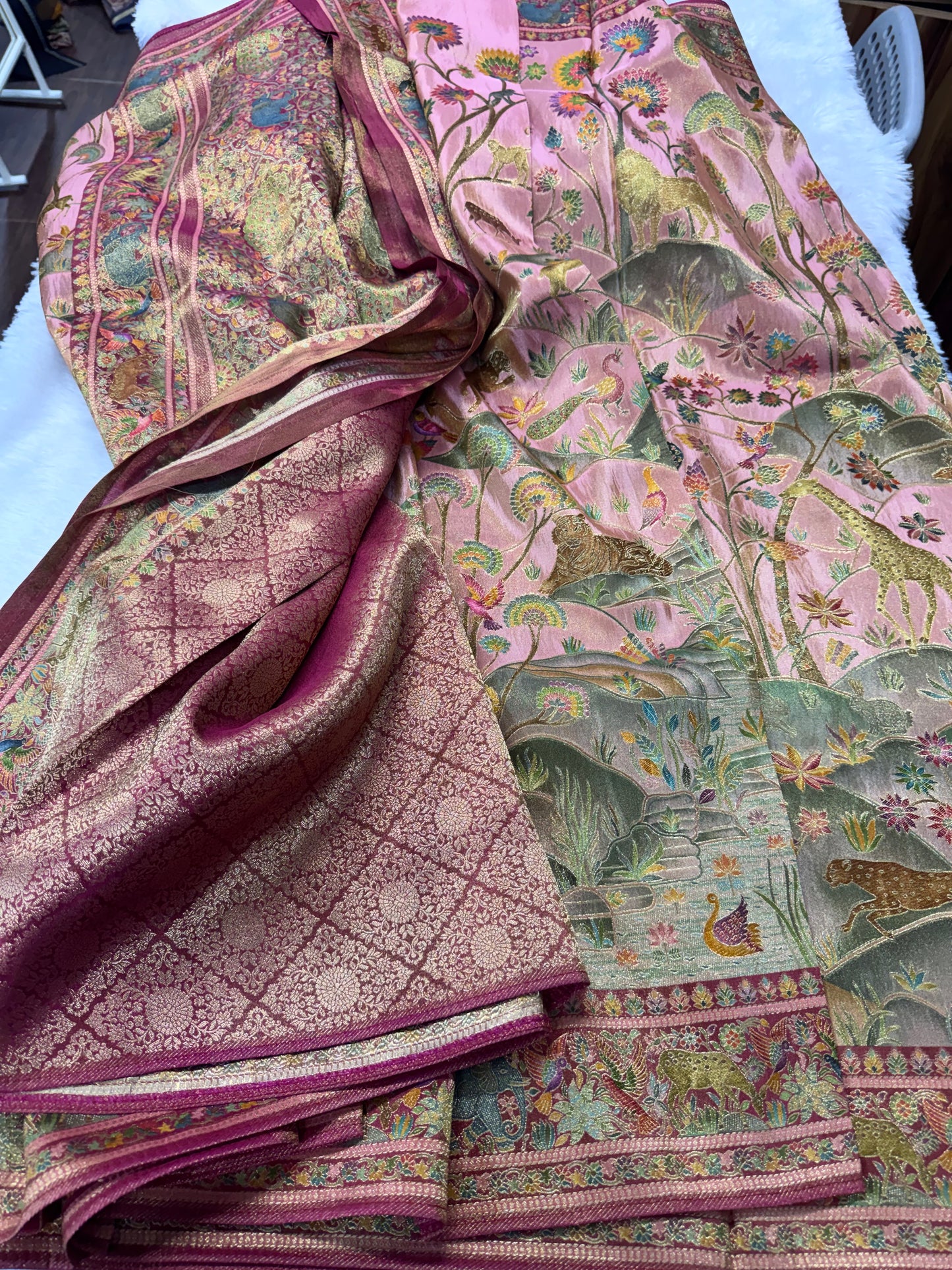 Pure pashmina saree-SR1270G