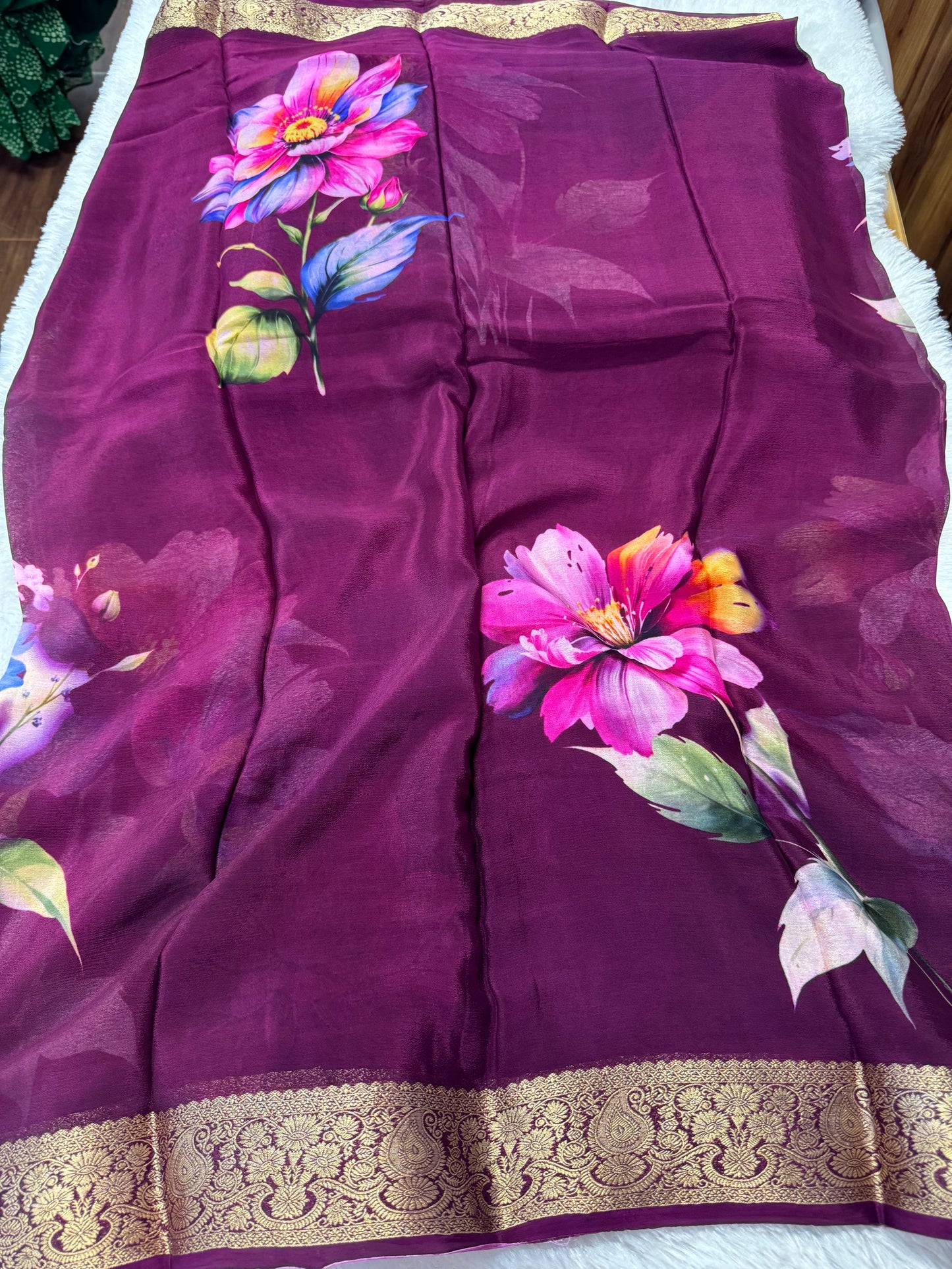 Pure chinnon digital print saree-SR1210A