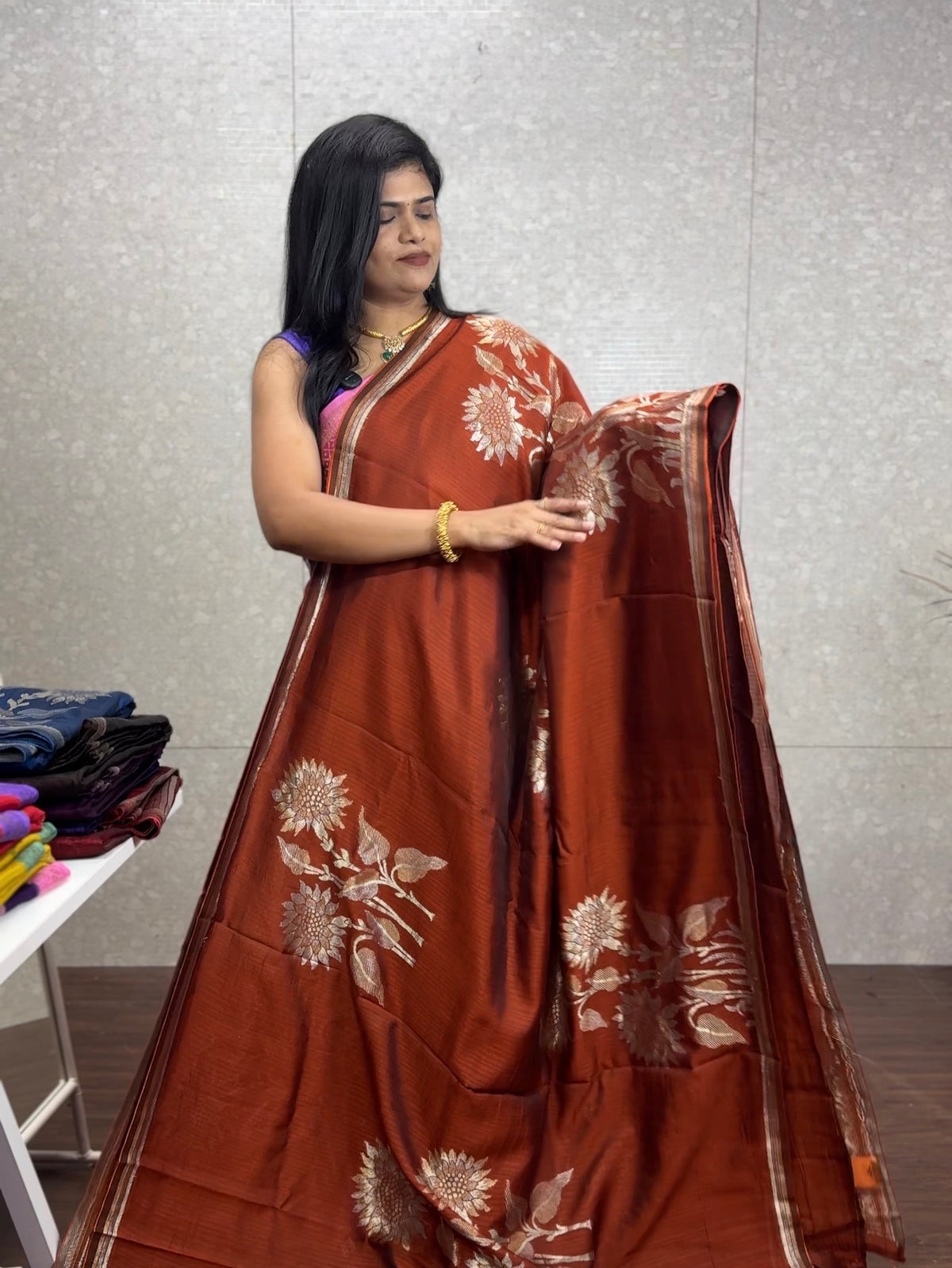 Handloom Tassar Georget saree-SR1314
