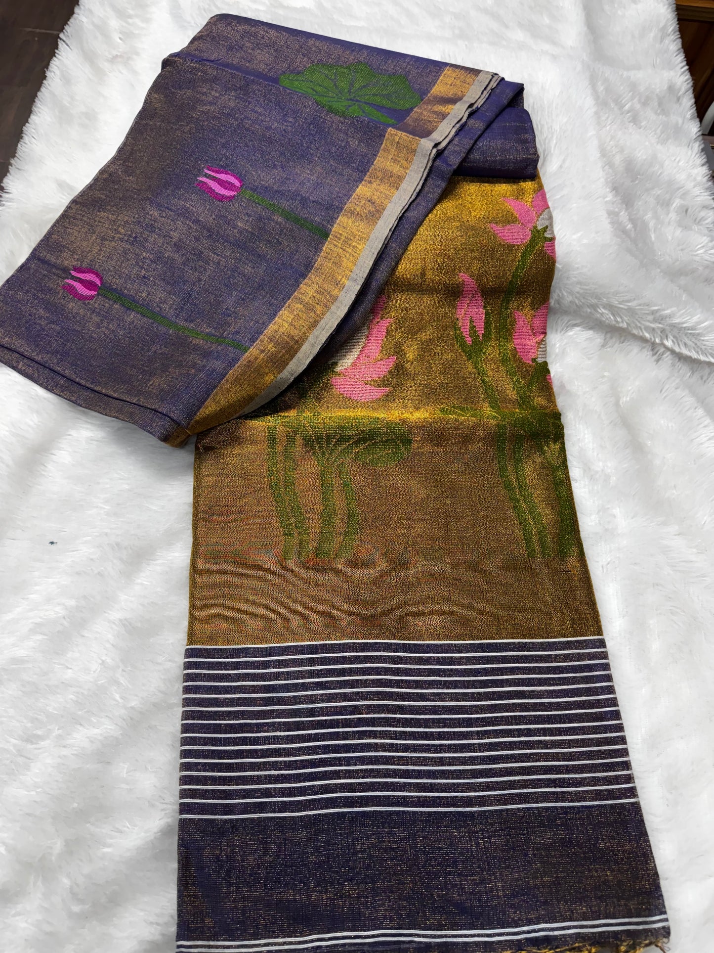 Linen tissue Jamdhani saree-SR1224D