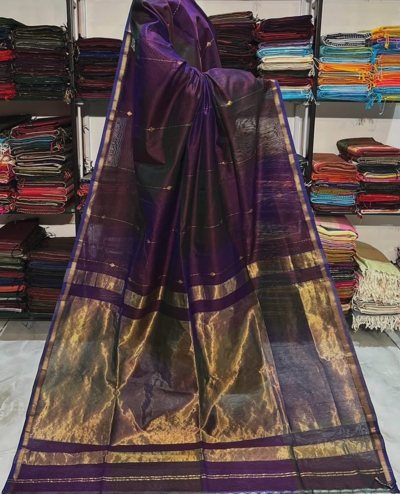 Handloom Maheswari silk sarees-SR1298G