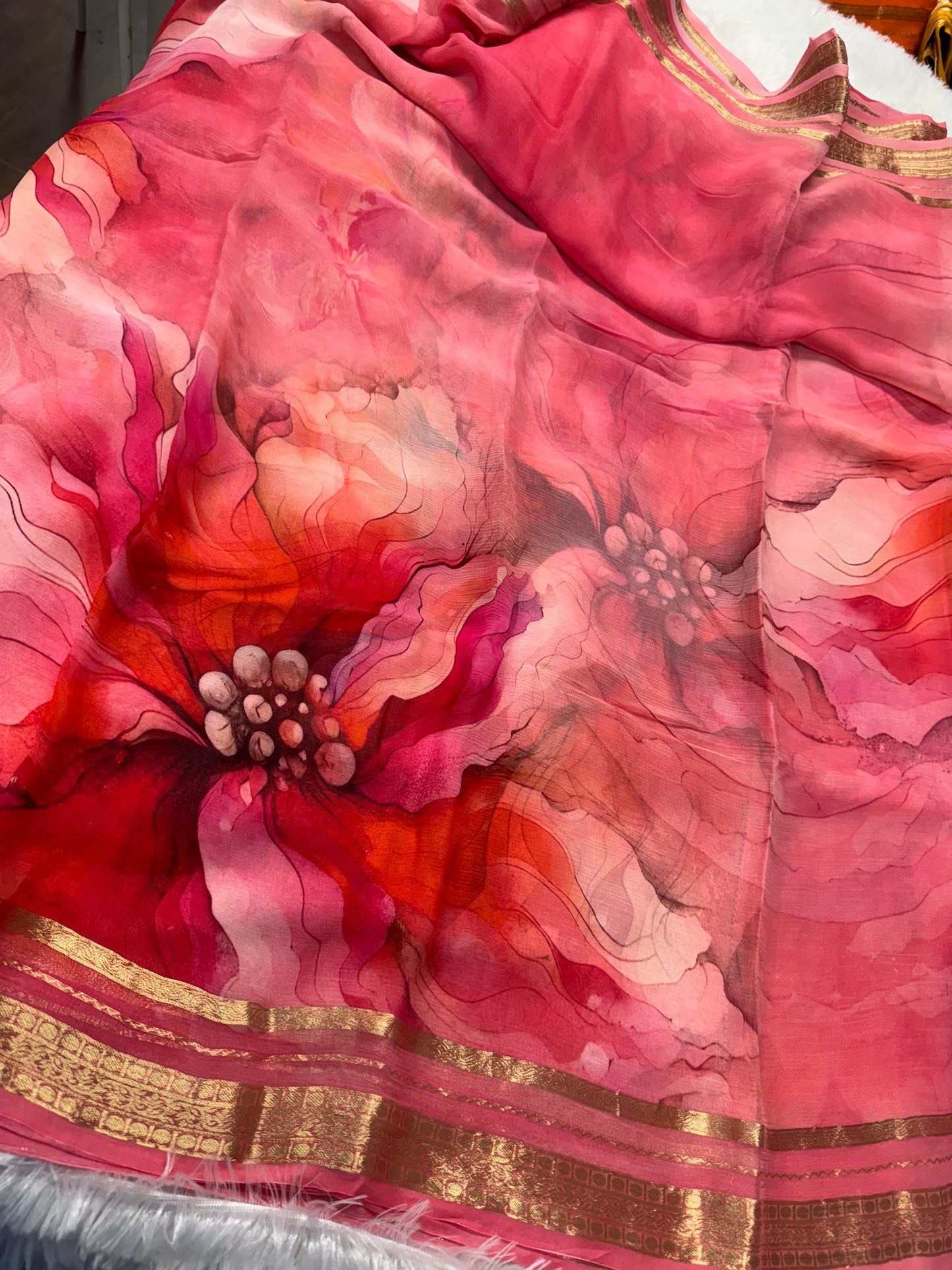 Pure chiffon digital print saree-SR1150I