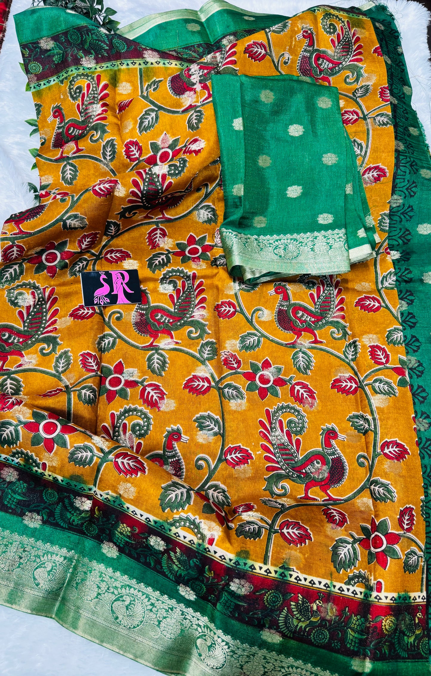 Jute Georget Kalamkari saree-SR1036E