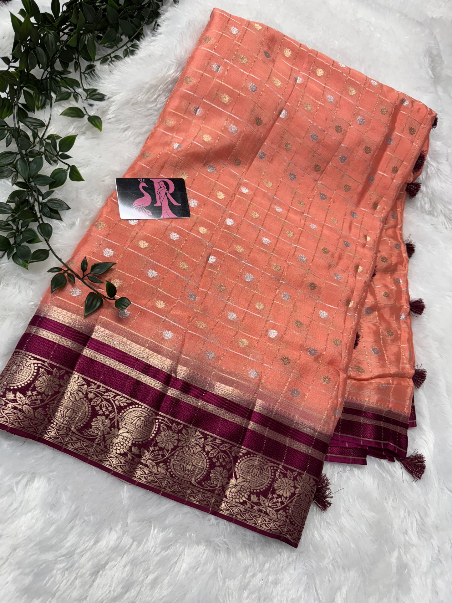 Pure Chinnon zari checks-SR1041F