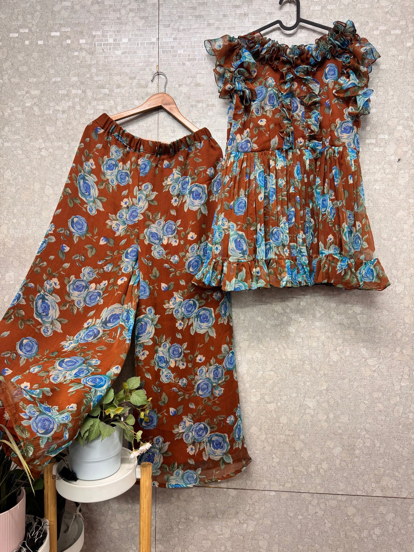 Chiffon peplum top set-SRP002B