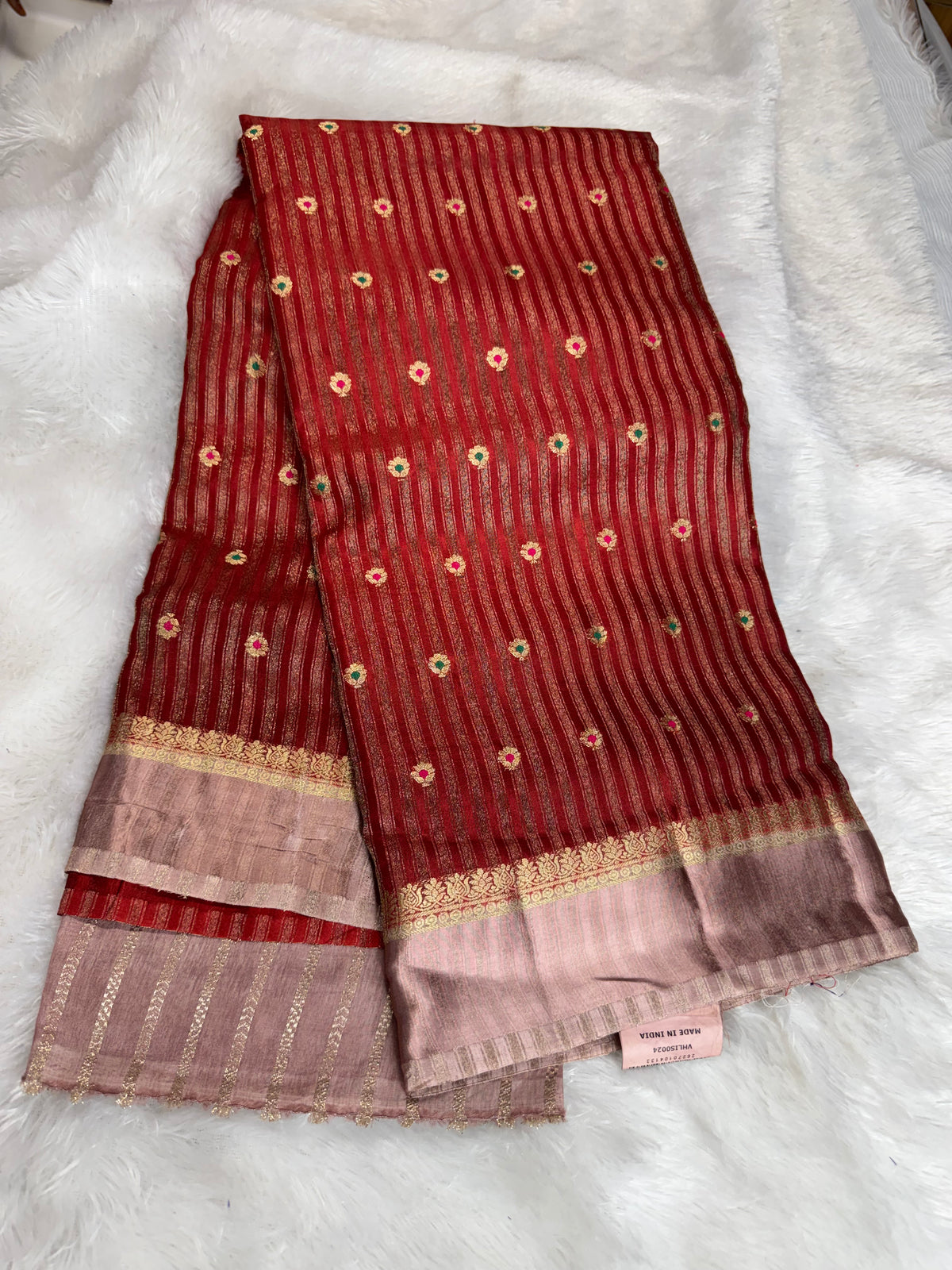 Fancy tissue stripes saree-SR1311D