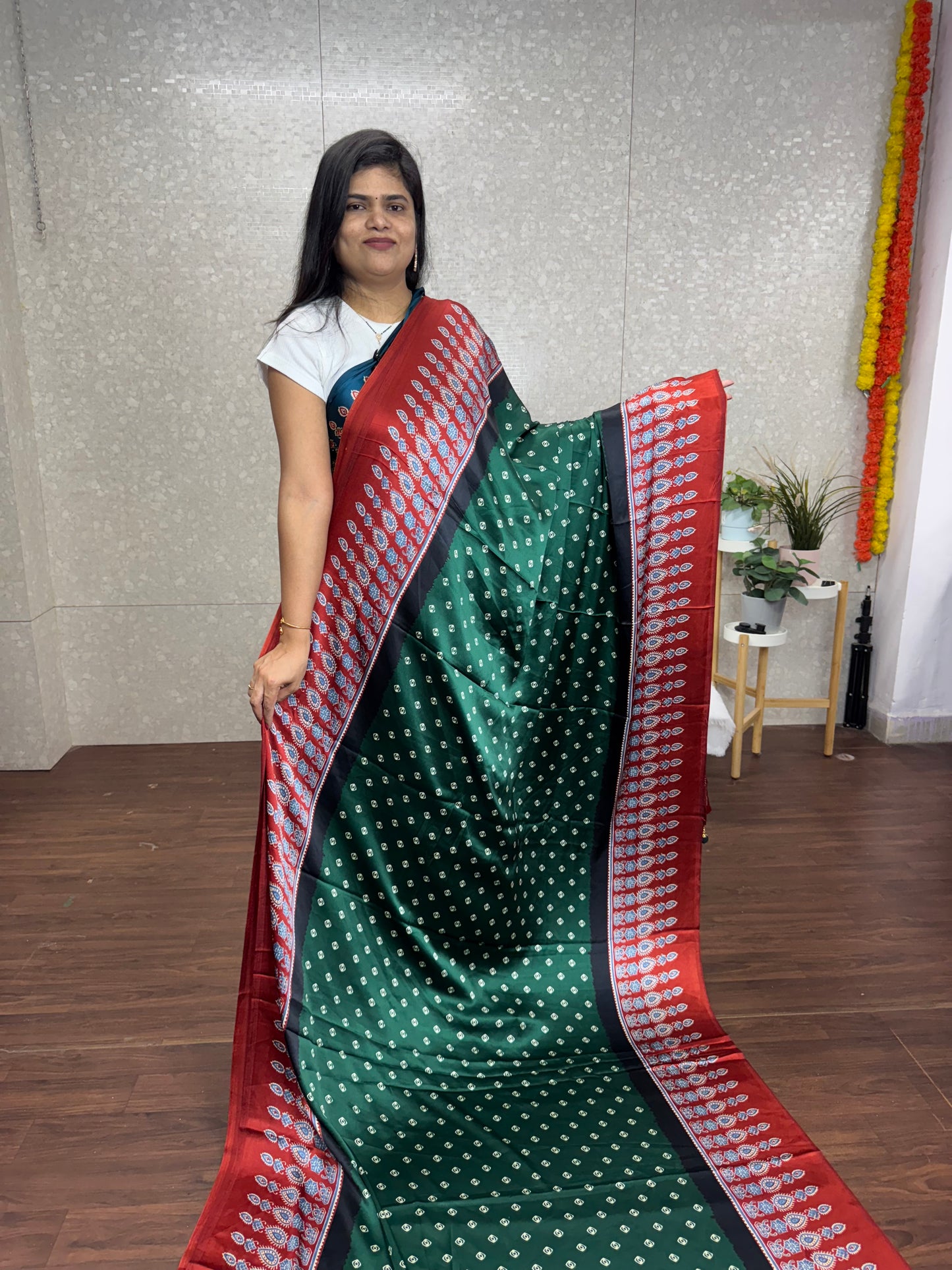 Ajrakh saree-SR1017B